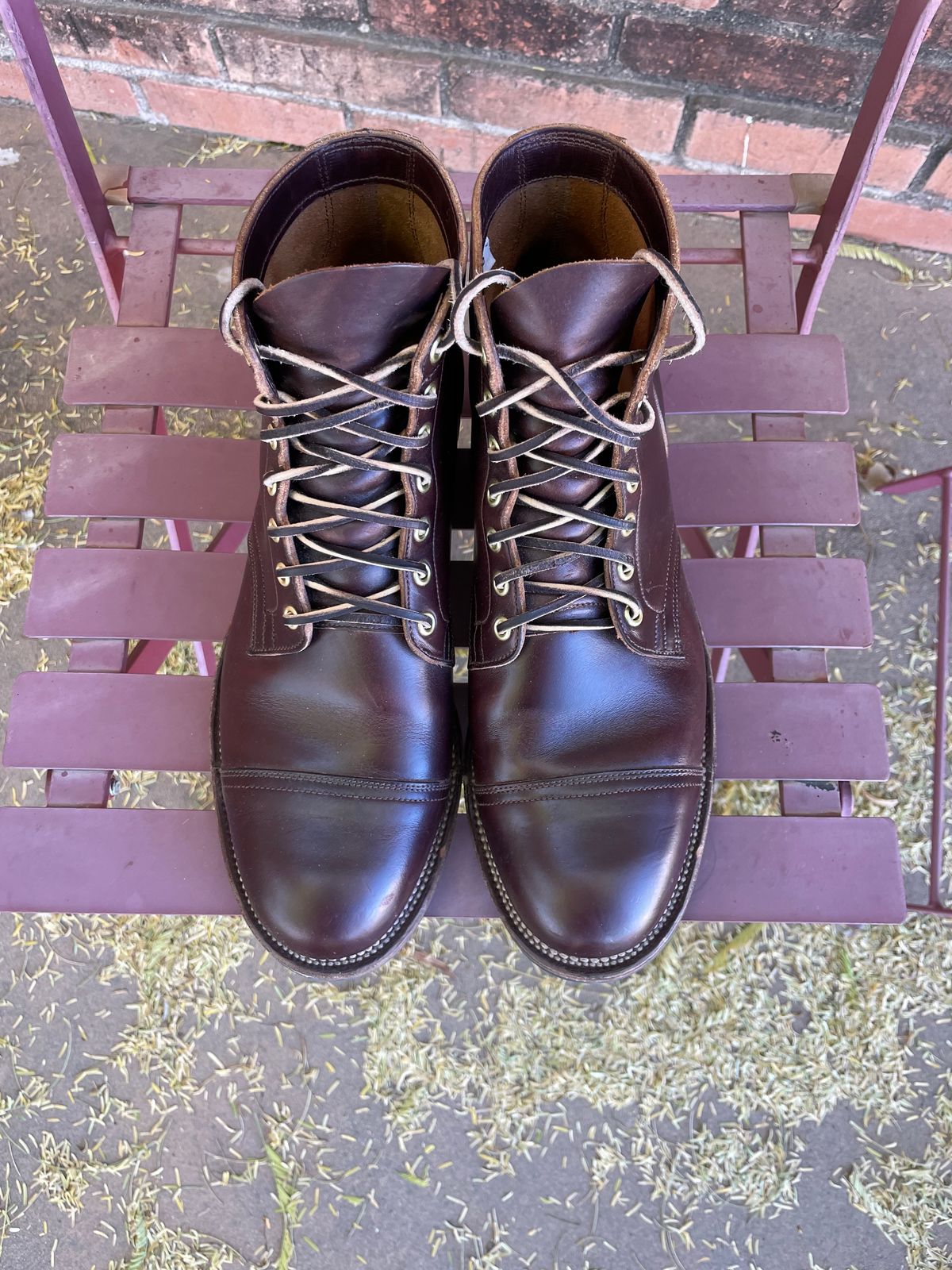 Photo by shakincheese on January 4, 2025 of the Viberg Service Boot in Horween Brown Chromexcel.