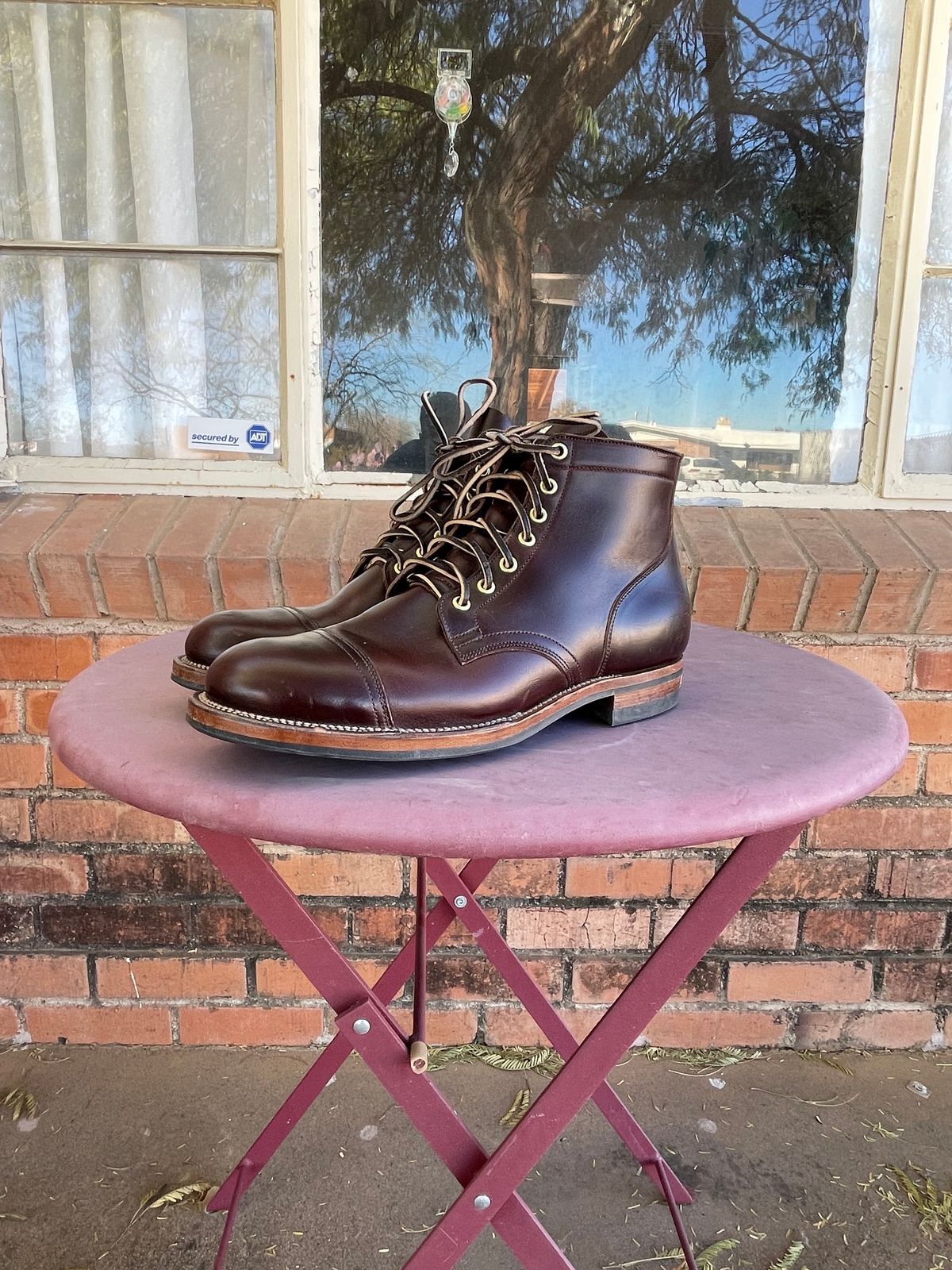 Photo by shakincheese on February 2, 2025 of the Viberg Service Boot in Horween Brown Chromexcel.