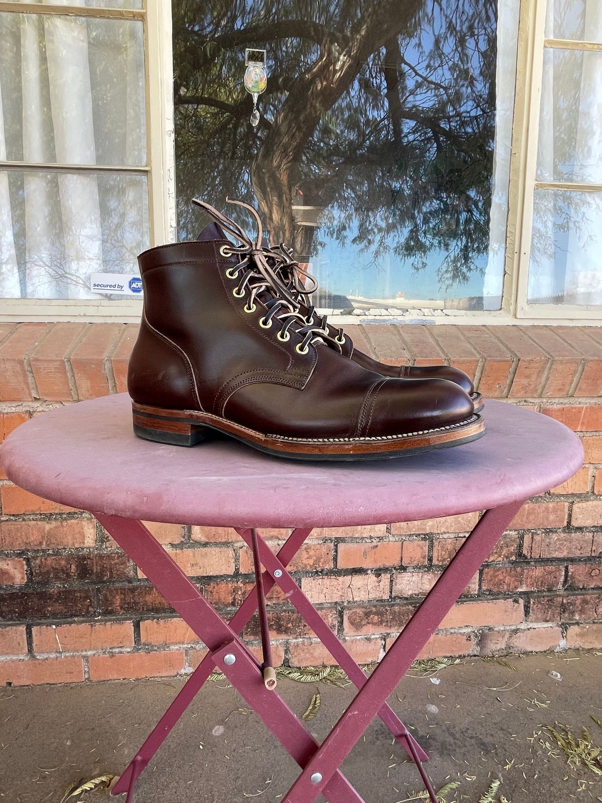 Photo by shakincheese on February 2, 2025 of the Viberg Service Boot in Horween Brown Chromexcel.