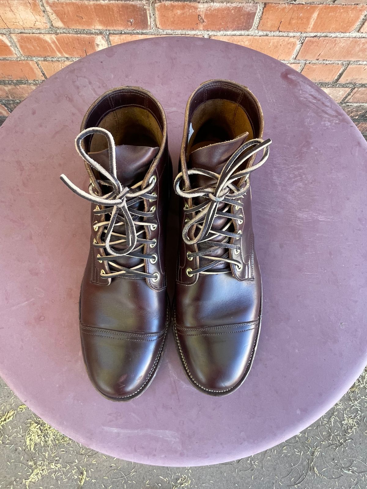 Photo by shakincheese on February 2, 2025 of the Viberg Service Boot in Horween Brown Chromexcel.