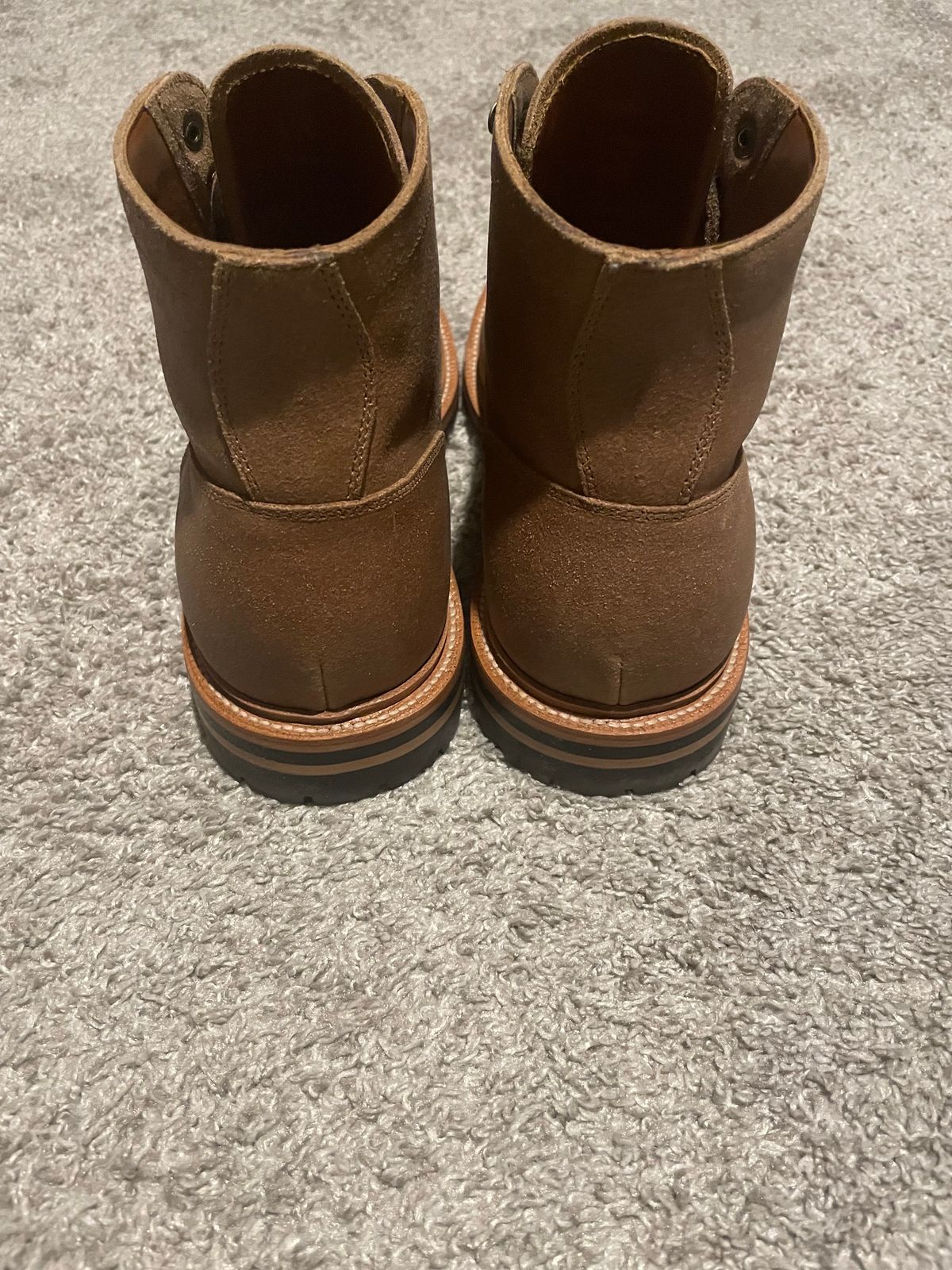 Photo by couchpotato on November 2, 2023 of the Grant Stone Diesel Boot in C.F. Stead Natural Waxy Commander Suede.