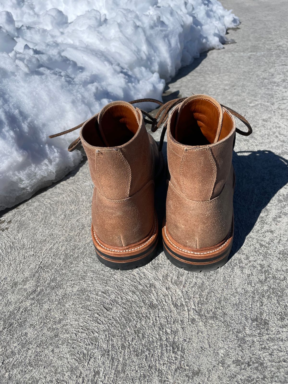 Photo by couchpotato on February 4, 2024 of the Grant Stone Diesel Boot in C.F. Stead Natural Waxy Commander Suede.