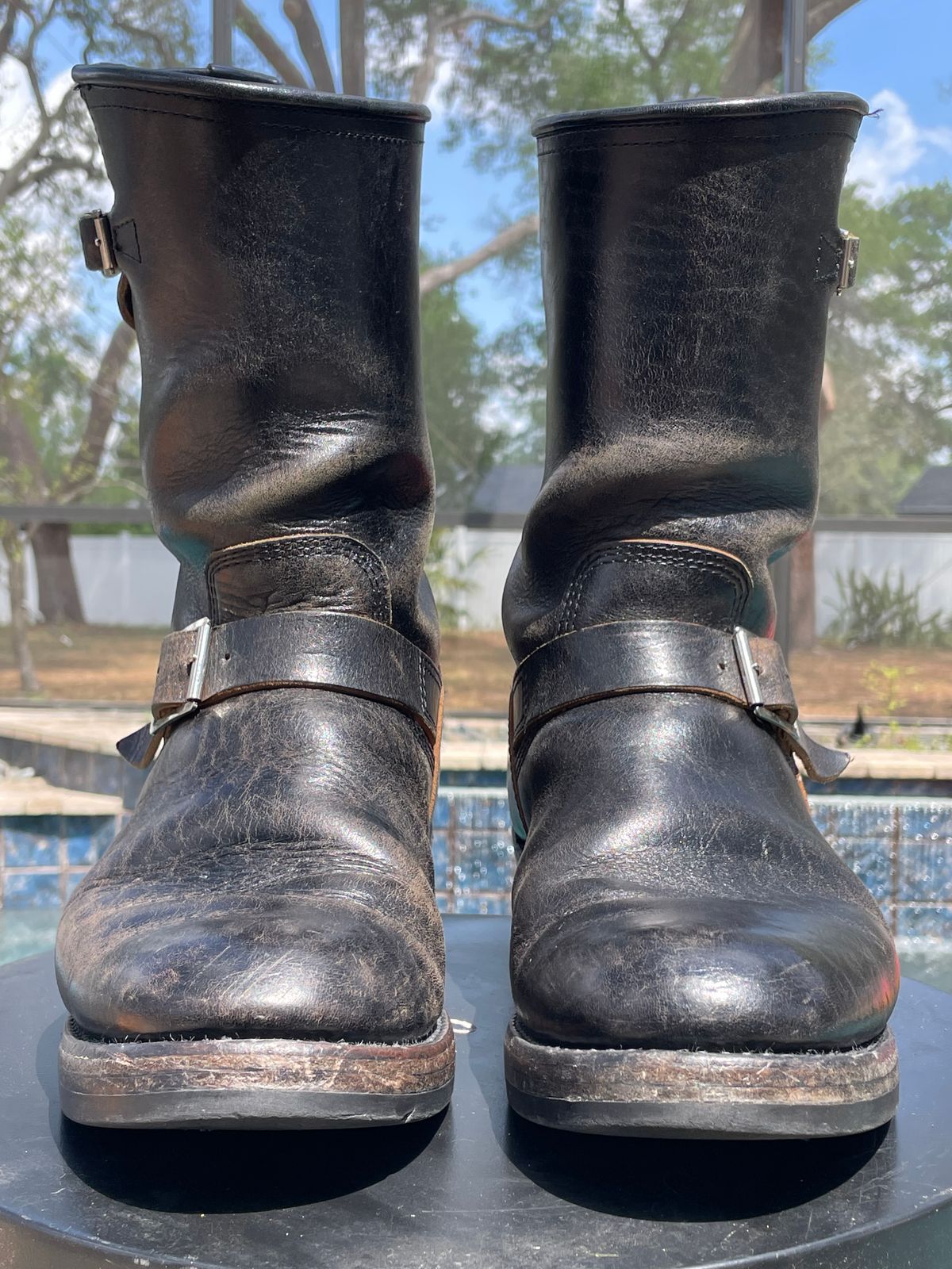 Photo by rickdawg on April 5, 2023 of the John Lofgren Wabash Engineer Boots in Shinki Black Oiled Horsebutt.