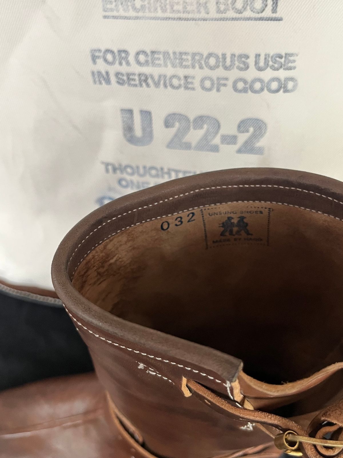 Photo by rickdawg on October 10, 2023 of the Unsung U 22-2 Engineer Boot in Maryam Toscanello Horsebutt Overdyed Walnut.
