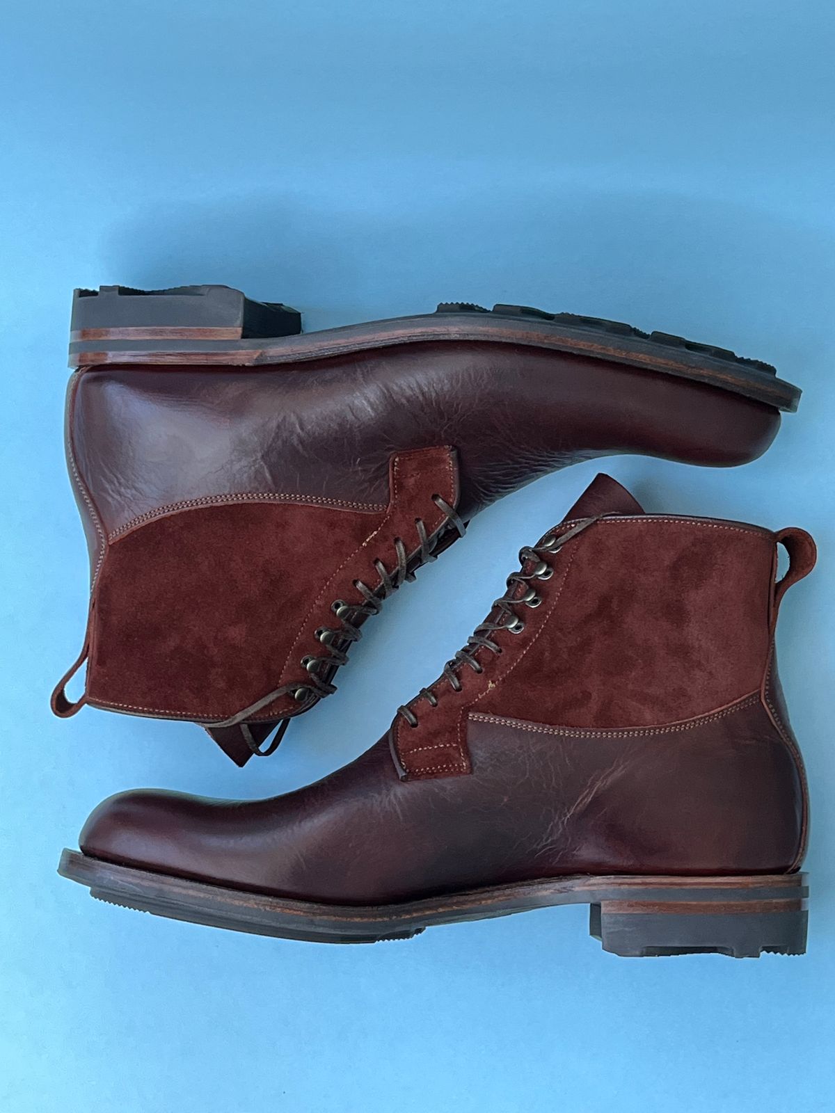 Photo by rickdawg on November 1, 2023 of the Viberg Country Boot in C.F. Stead Polo Brown Classic Oiled Shoulder.