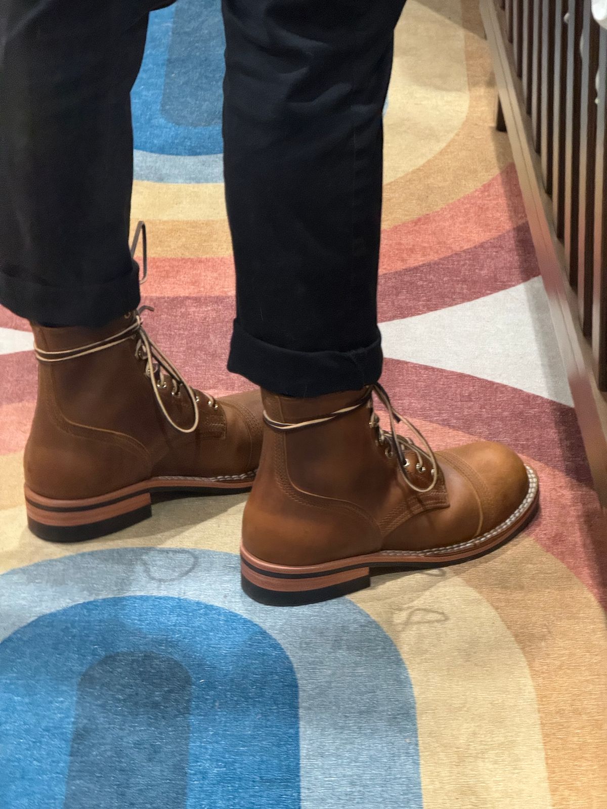 Photo by ham_boy00 on October 18, 2024 of the Nicks Americana in Horween Orange Predator.