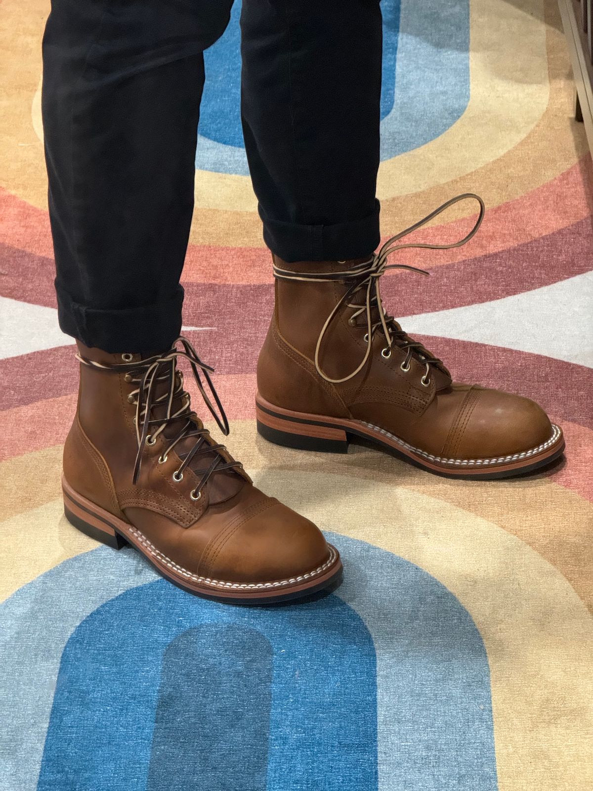 Photo by ham_boy00 on October 18, 2024 of the Nicks Americana in Horween Orange Predator.