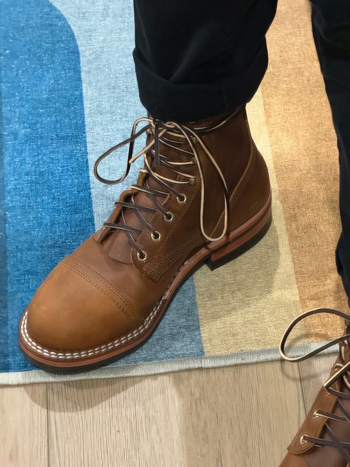 Photo by ham_boy00 on October 18, 2024 of the Nicks Americana in Horween Orange Predator.
