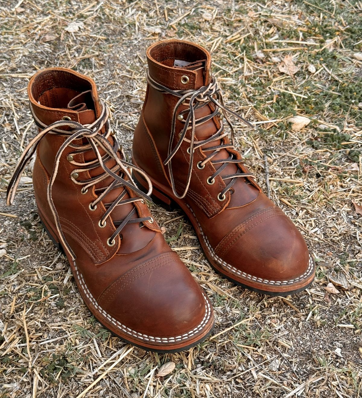 Photo by ham_boy00 on December 1, 2024 of the Nicks Americana in Horween Orange Predator.