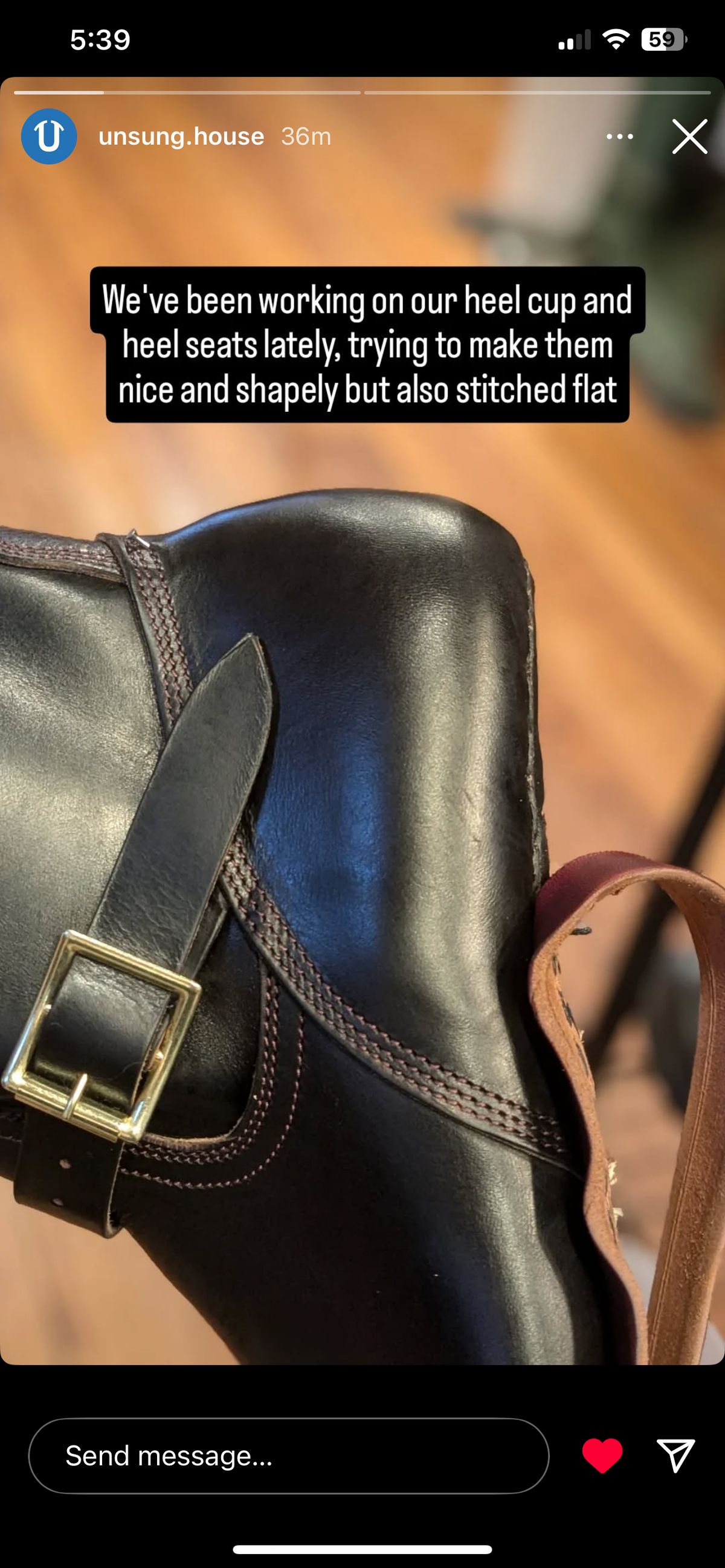 Photo by nathanjcreel on December 20, 2024 of the Unsung U 22-2 Engineer Boot in Horween Burgundy Workshoe Butt Overdyed Black.