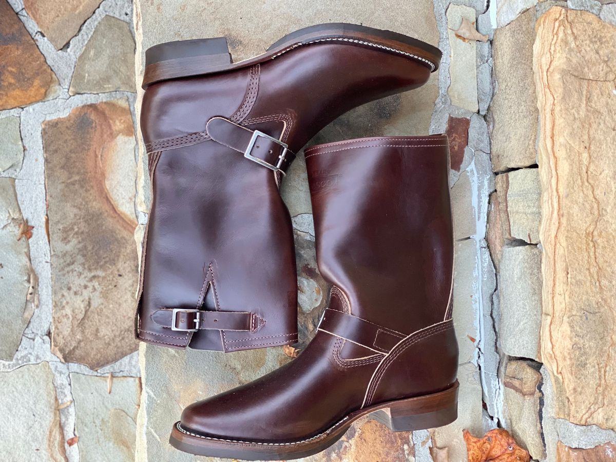 Photo by nathanjcreel on November 1, 2023 of the Wesco Boss Engineer Boot in Horween Brown Chromexcel.