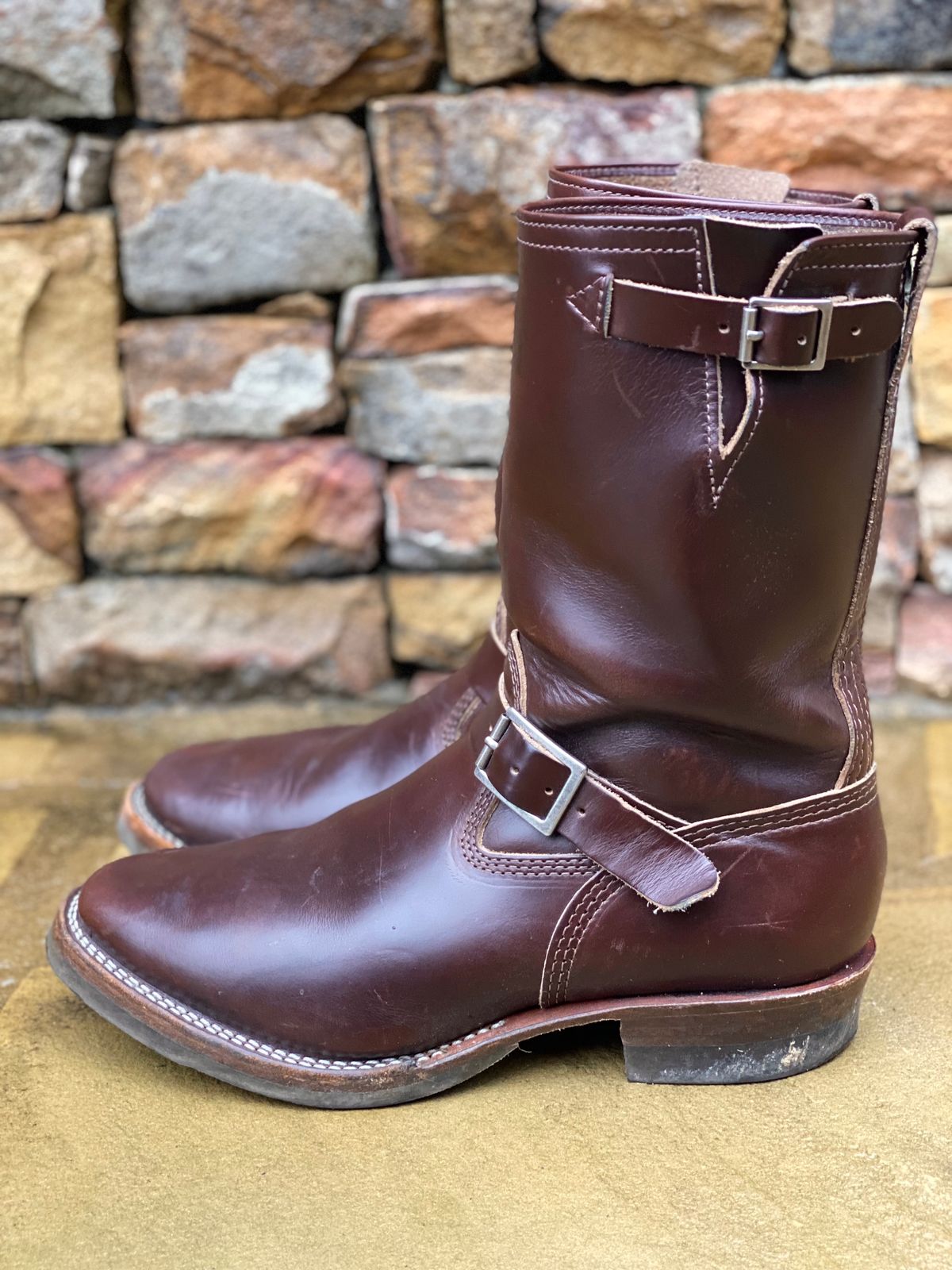 Photo by nathanjcreel on December 1, 2023 of the Wesco Boss Engineer Boot in Horween Brown Chromexcel.