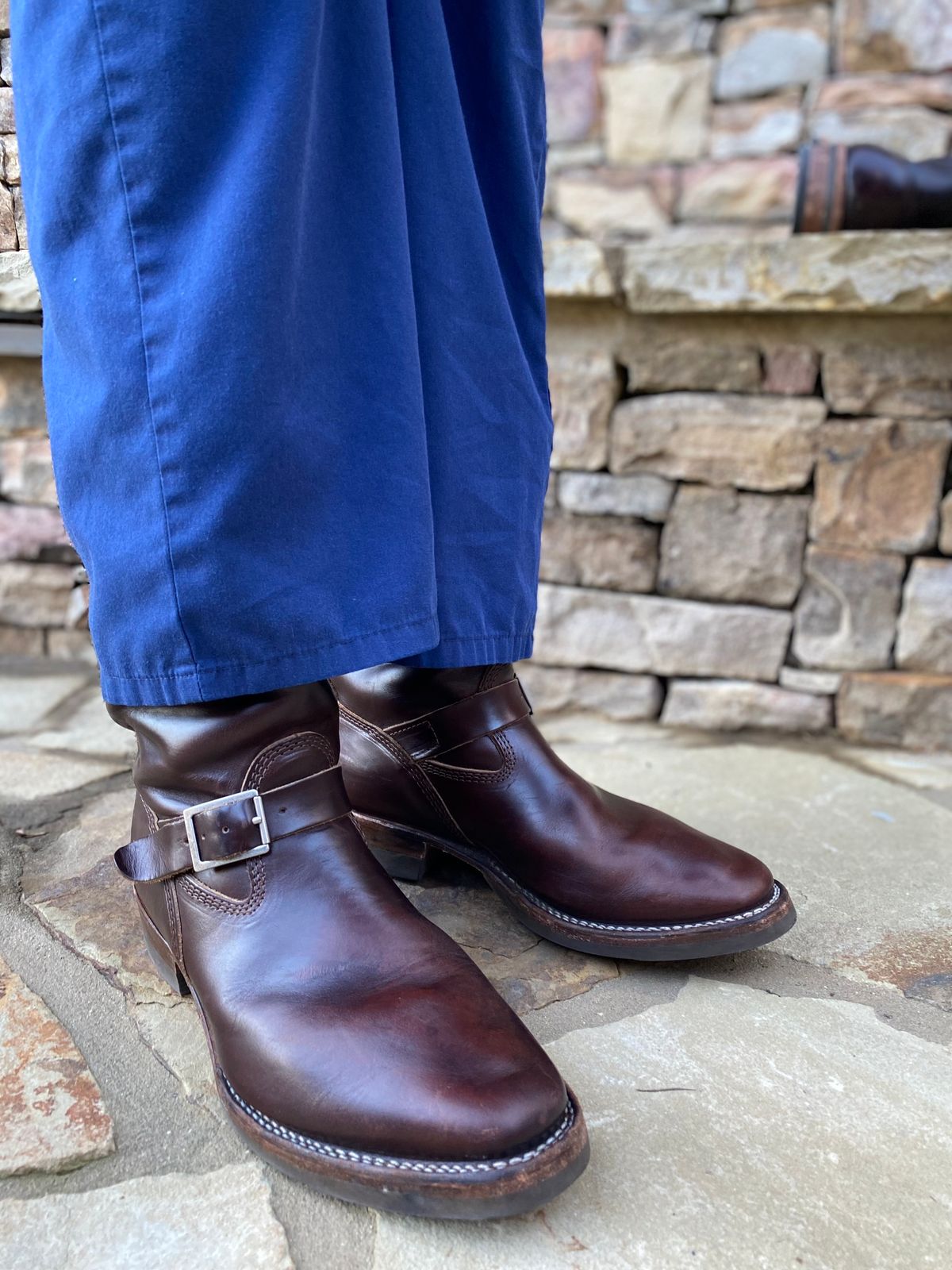 Photo by nathanjcreel on February 2, 2024 of the Wesco Boss Engineer Boot in Horween Brown Chromexcel.