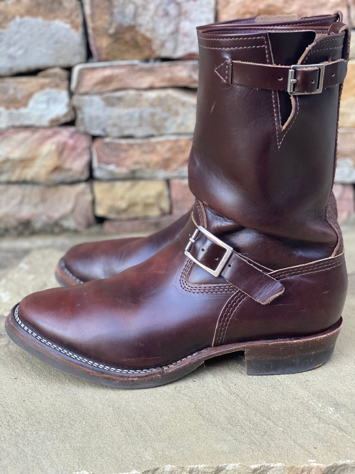 Photo by nathanjcreel on February 2, 2024 of the Wesco Boss Engineer Boot in Horween Brown Chromexcel.