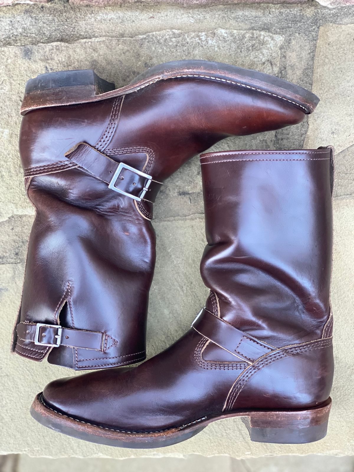 Photo by nathanjcreel on February 2, 2024 of the Wesco Boss Engineer Boot in Horween Brown Chromexcel.