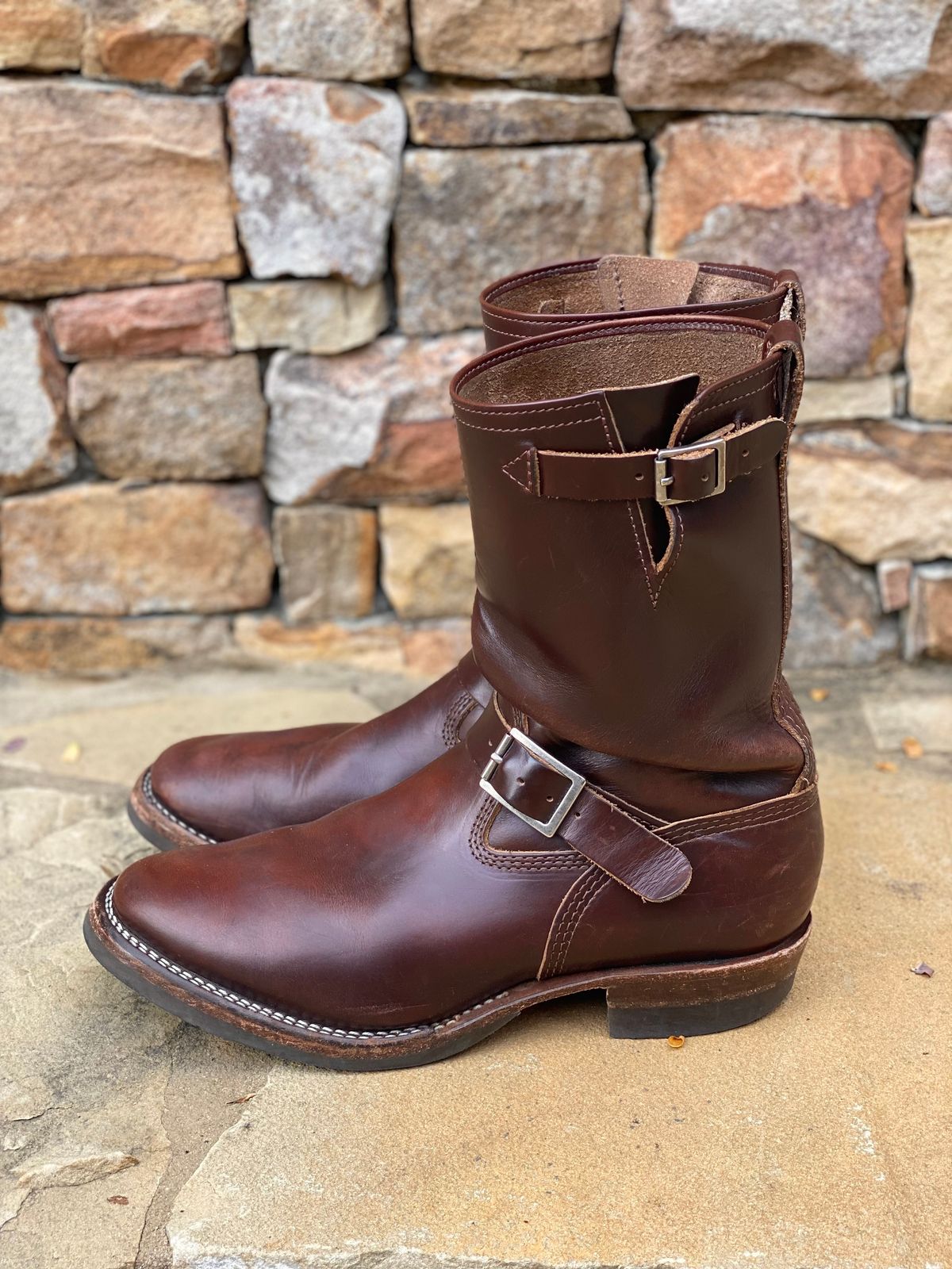 Photo by nathanjcreel on April 1, 2024 of the Wesco Boss Engineer Boot in Horween Brown Chromexcel.