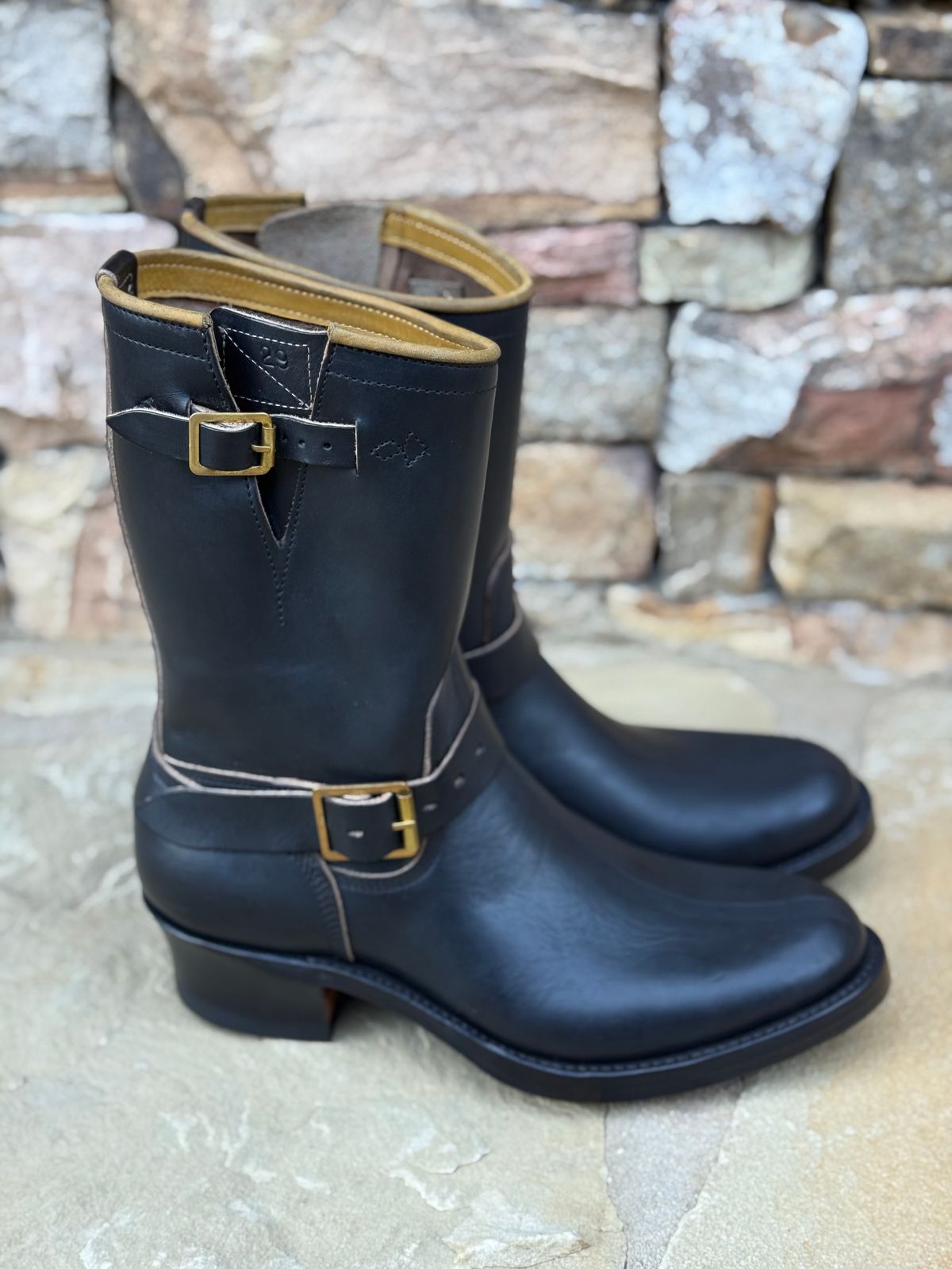 Photo by nathanjcreel on October 1, 2025 of the Role Club Engineer Boots in Horween Black Chromexcel Horsehide.