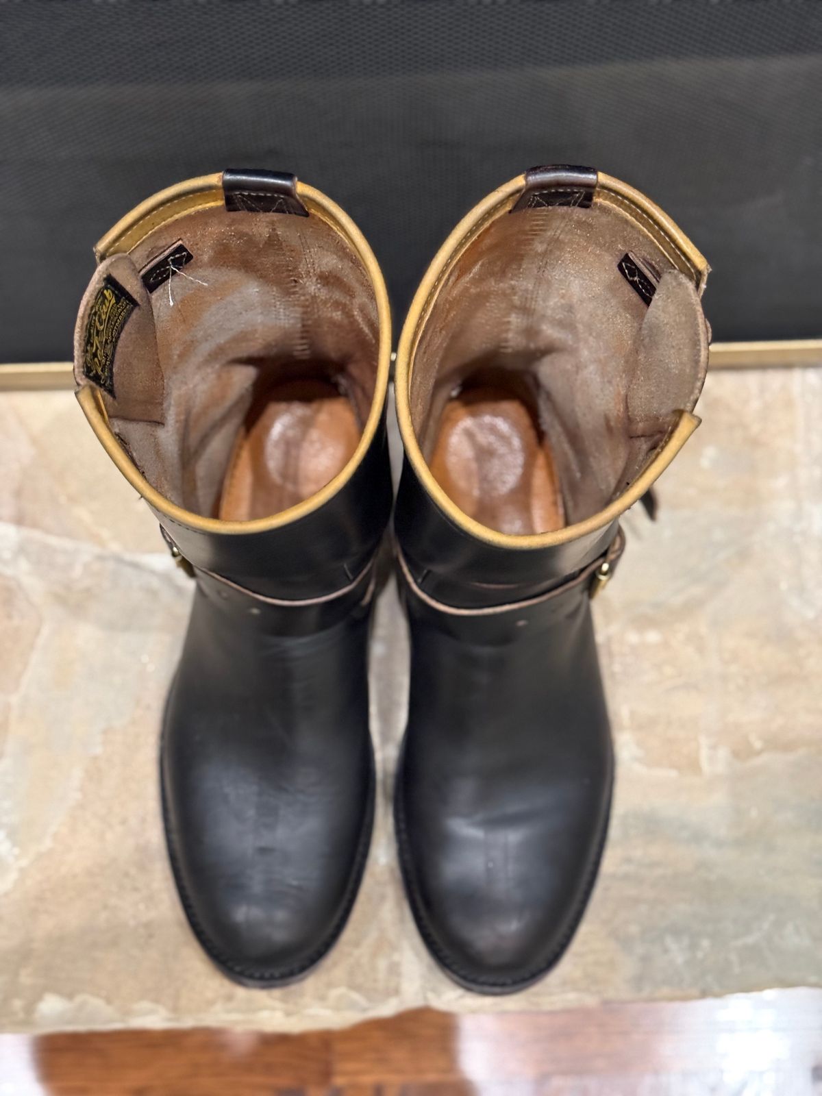Photo by nathanjcreel on January 5, 2026 of the Role Club Engineer Boots in Horween Black Chromexcel Horsehide.