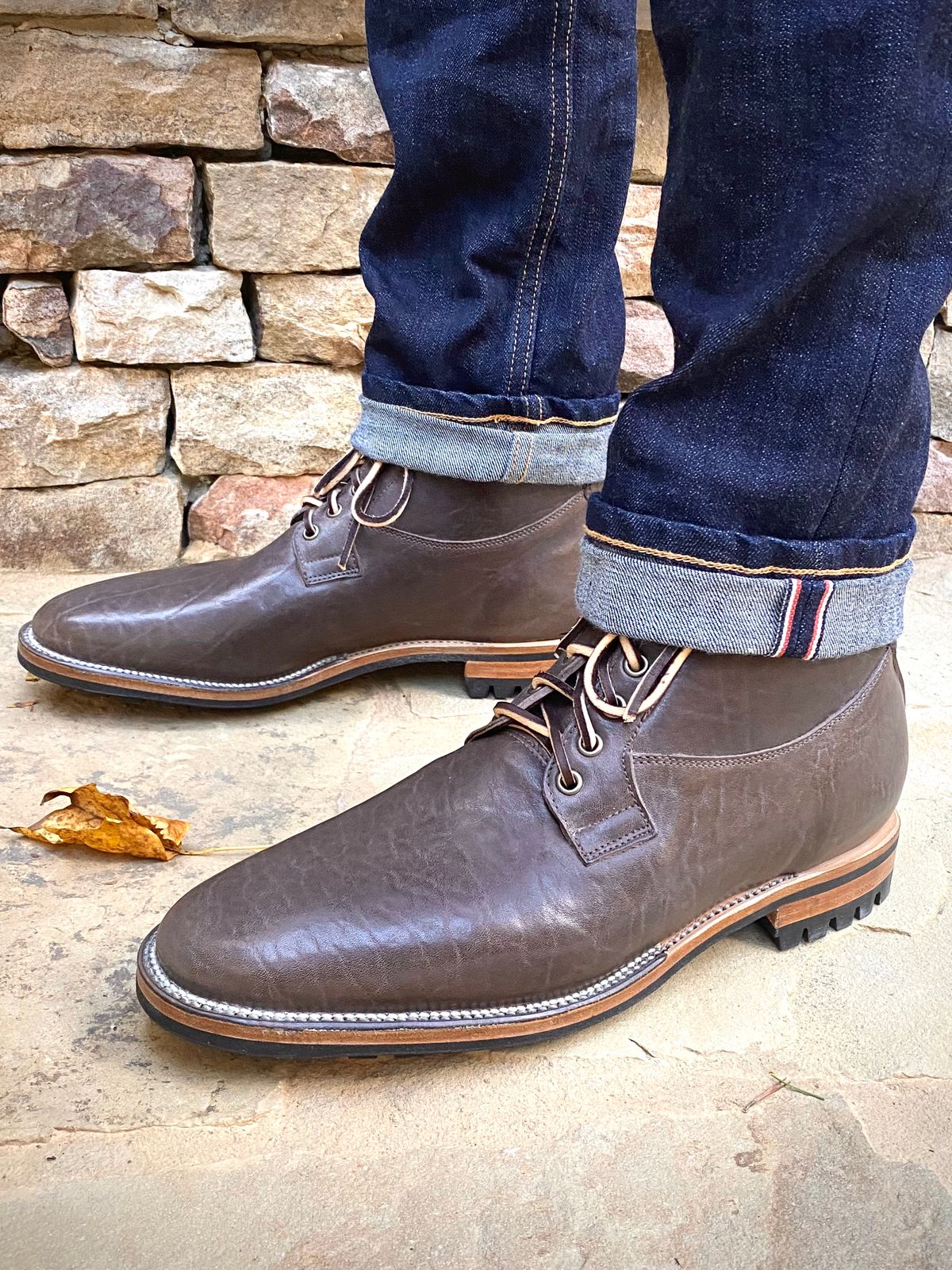 Photo by nathanjcreel on October 1, 2022 of the Viberg Country Boot in Maryam Brown Washed Horse.