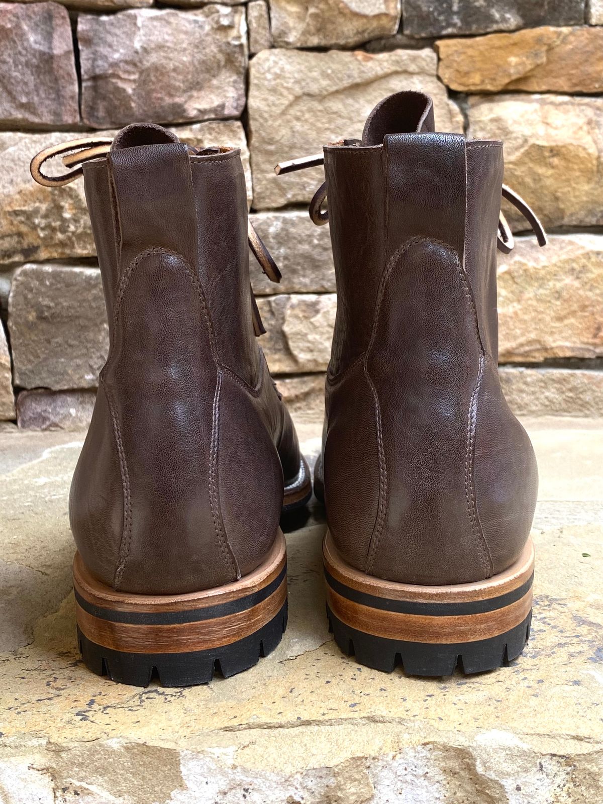 Photo by nathanjcreel on October 1, 2022 of the Viberg Country Boot in Maryam Brown Washed Horse.