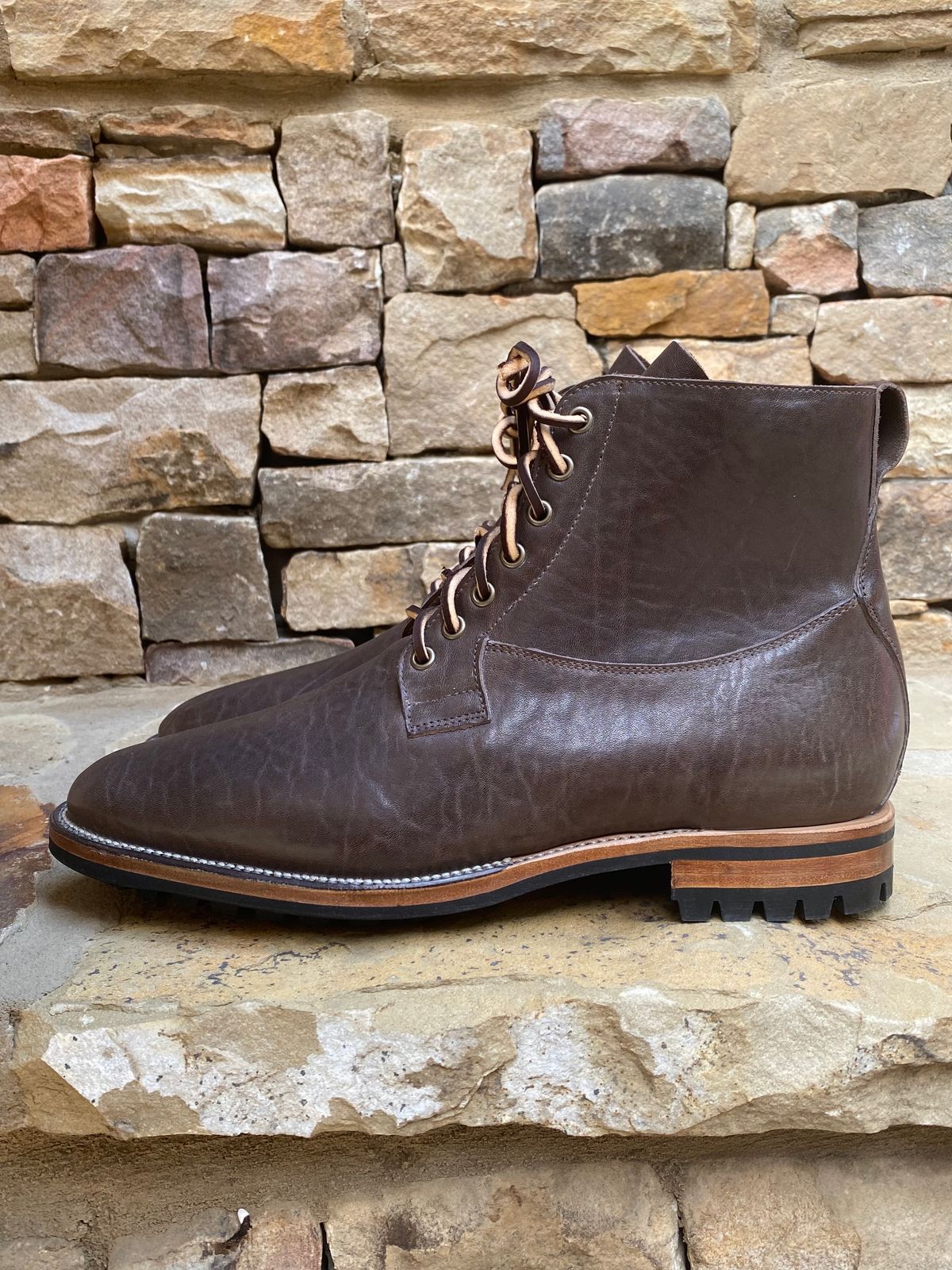 Photo by nathanjcreel on October 1, 2022 of the Viberg Country Boot in Maryam Brown Washed Horse.