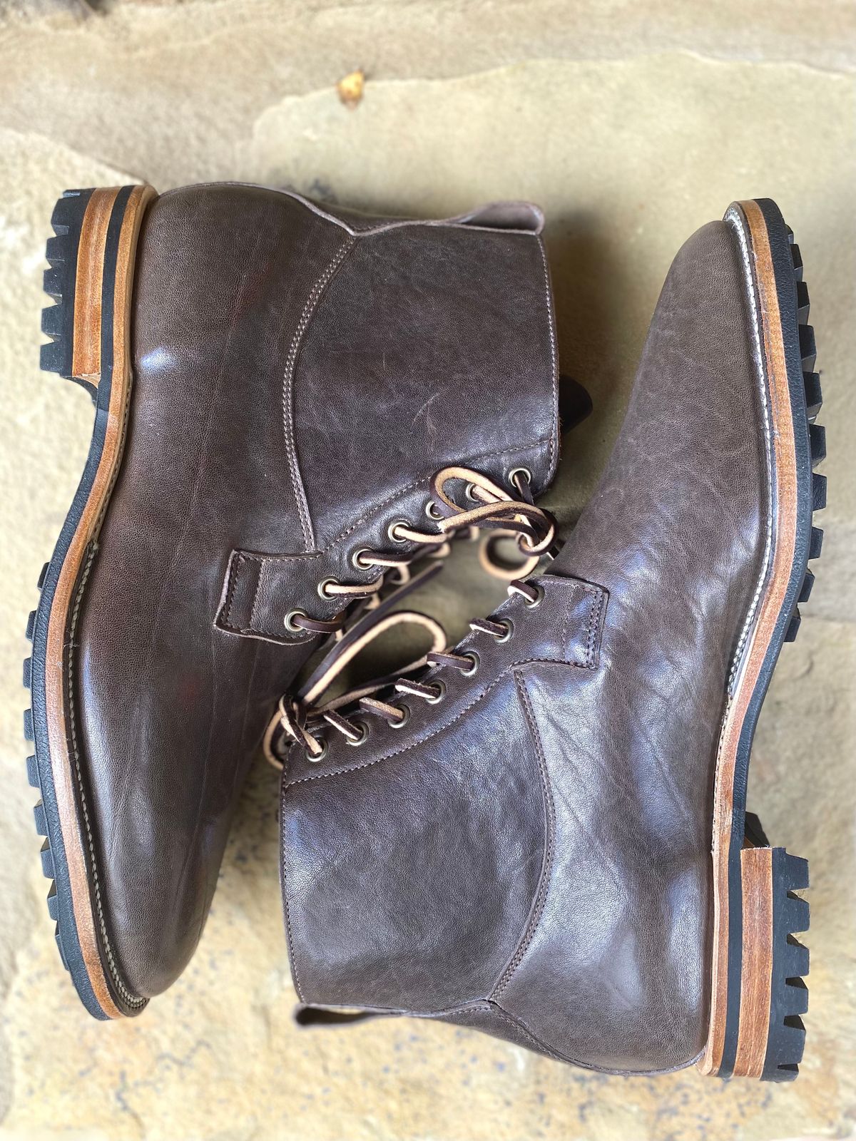 Photo by nathanjcreel on October 1, 2022 of the Viberg Country Boot in Maryam Brown Washed Horse.