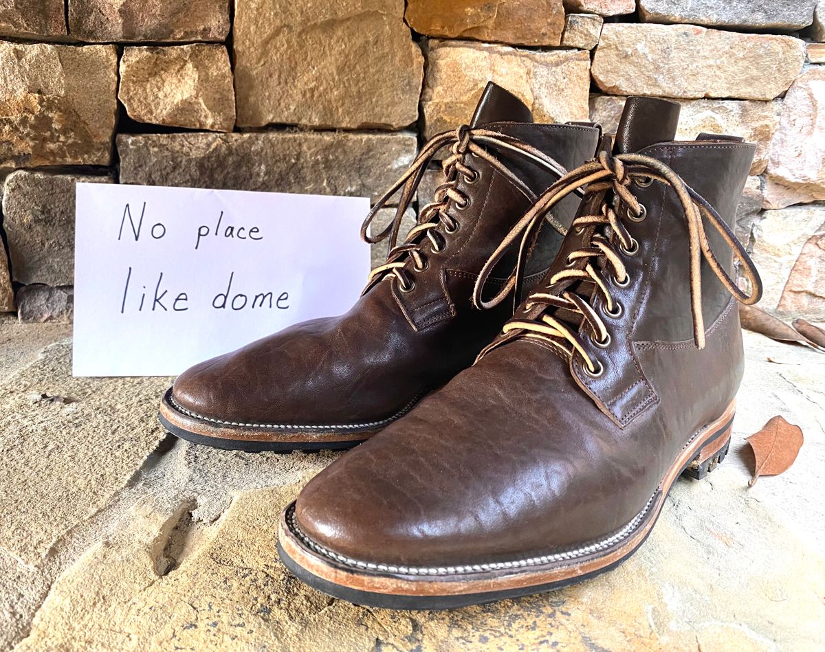 Photo by nathanjcreel on November 4, 2022 of the Viberg Country Boot in Maryam Brown Washed Horse.