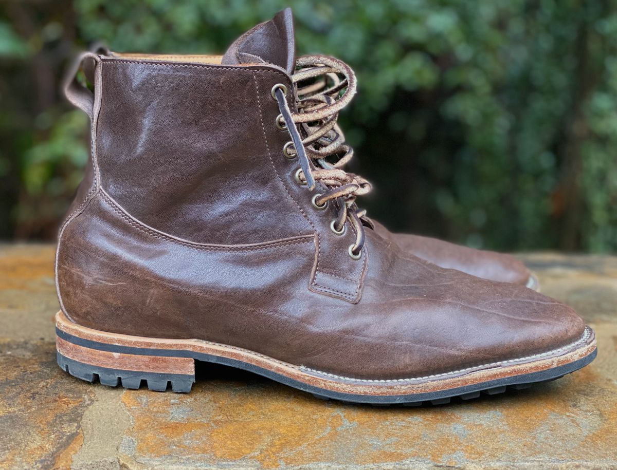 Photo by nathanjcreel on December 4, 2022 of the Viberg Country Boot in Maryam Brown Washed Horse.