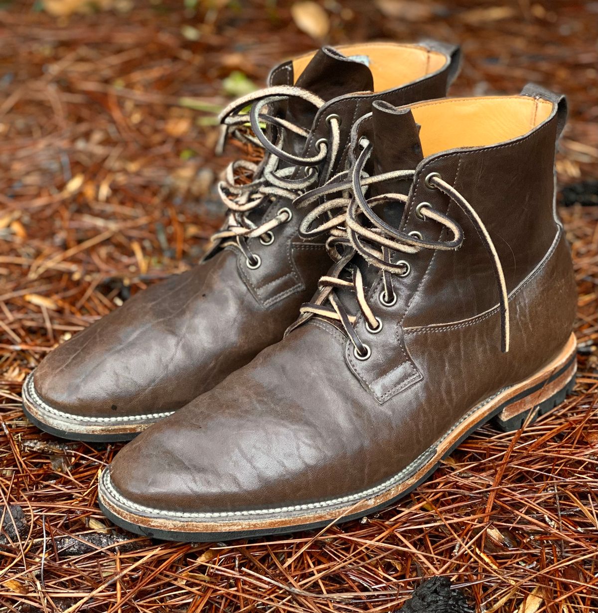 Photo by nathanjcreel on December 4, 2022 of the Viberg Country Boot in Maryam Brown Washed Horse.