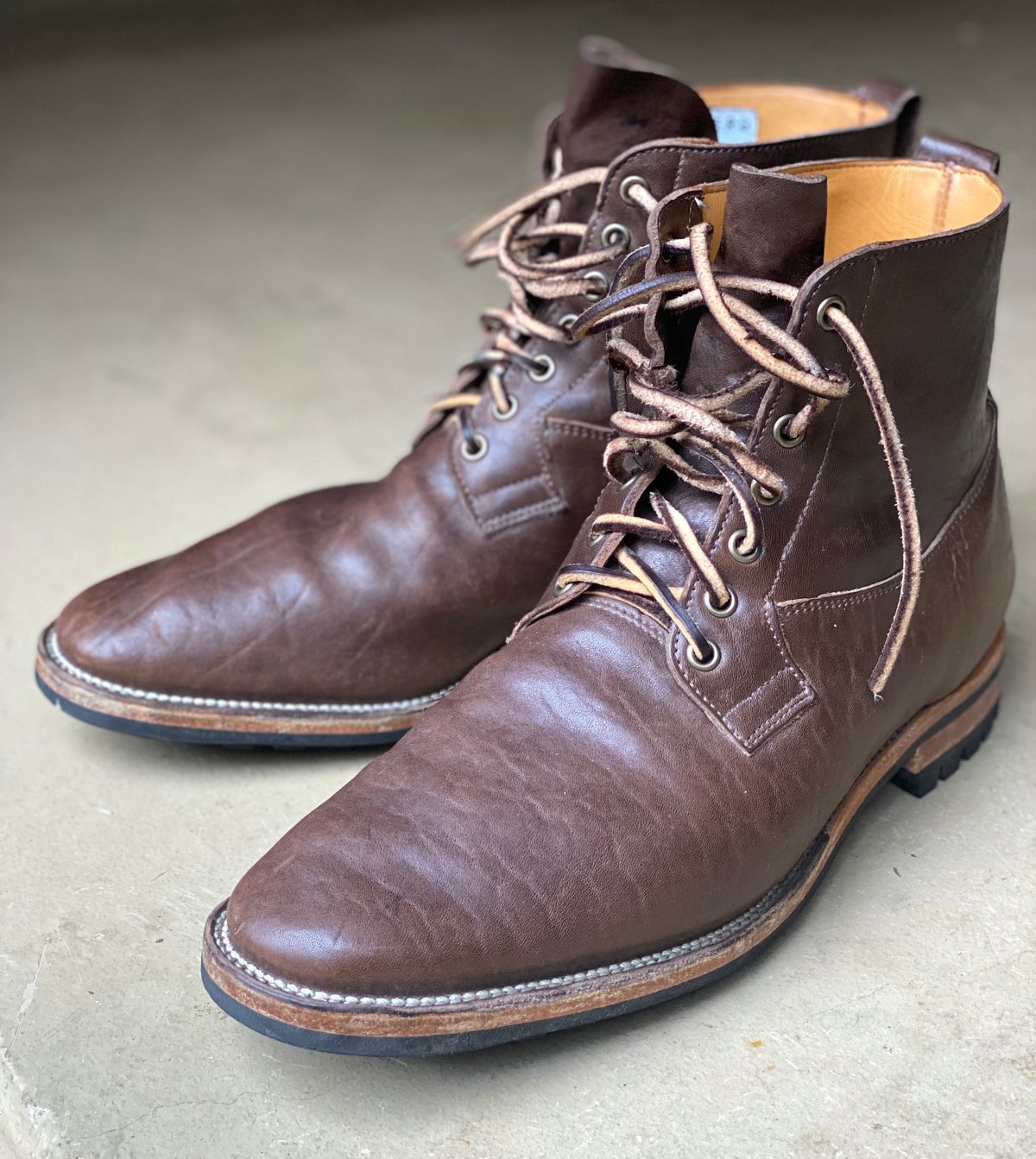 Photo by nathanjcreel on January 4, 2023 of the Viberg Country Boot in Maryam Brown Washed Horse.