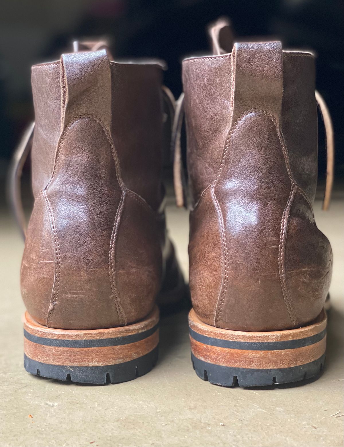 Photo by nathanjcreel on January 4, 2023 of the Viberg Country Boot in Maryam Brown Washed Horse.