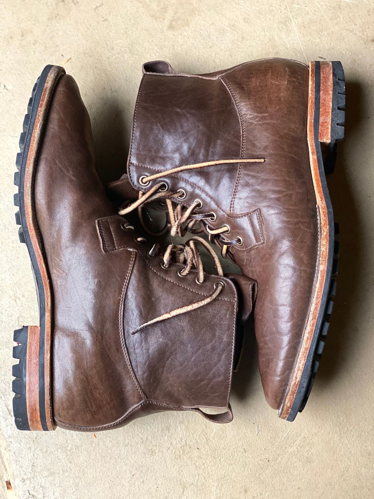 Photo by nathanjcreel on January 4, 2023 of the Viberg Country Boot in Maryam Brown Washed Horse.
