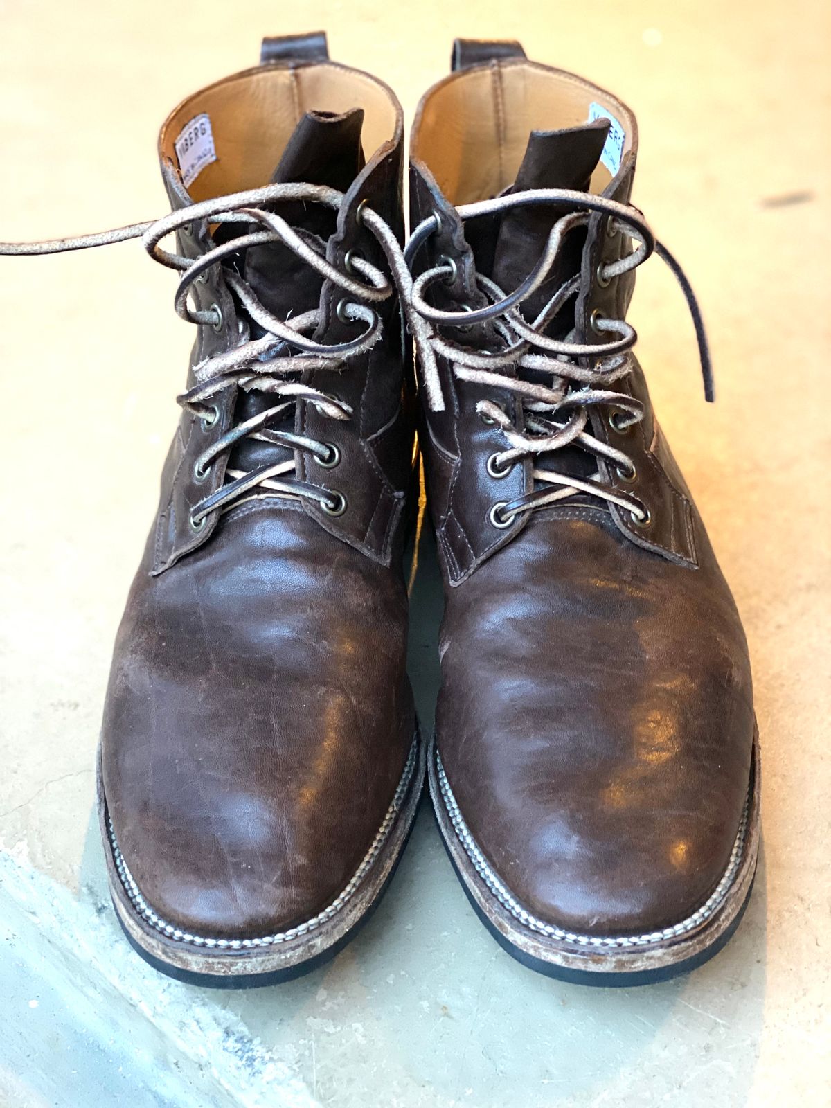 Photo by nathanjcreel on February 4, 2023 of the Viberg Country Boot in Maryam Brown Washed Horse.
