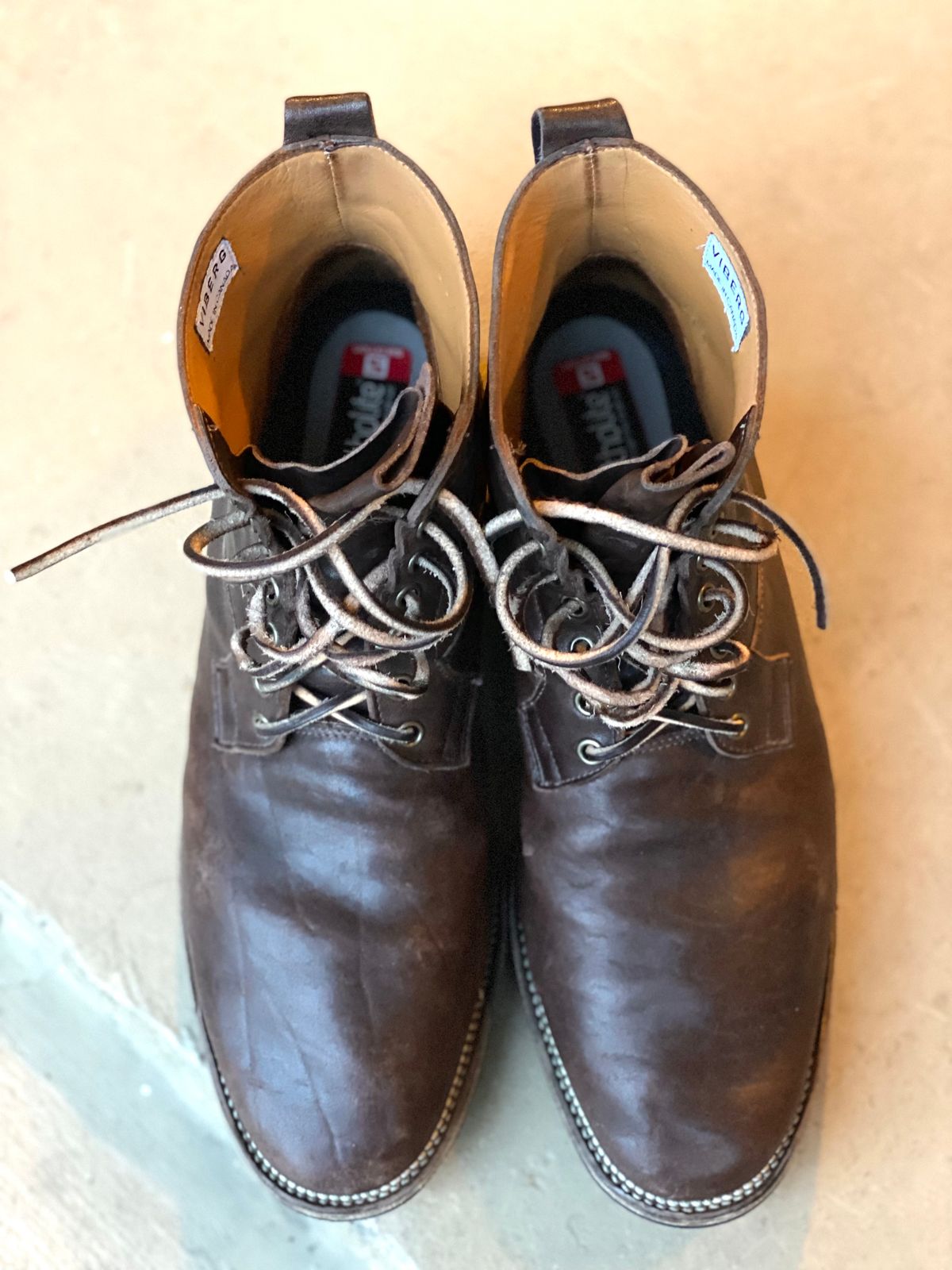 Photo by nathanjcreel on February 4, 2023 of the Viberg Country Boot in Maryam Brown Washed Horse.