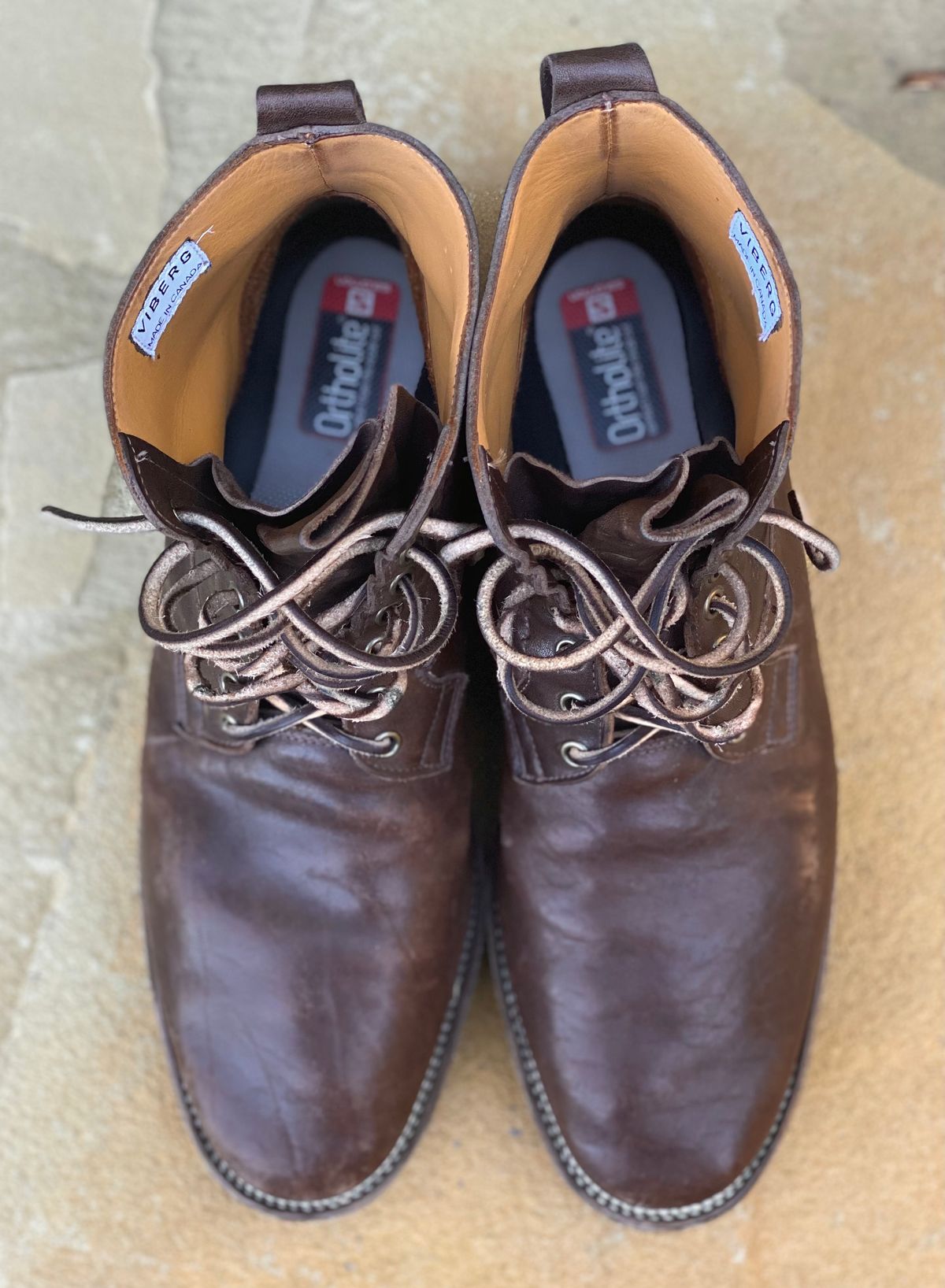 Photo by nathanjcreel on March 5, 2023 of the Viberg Country Boot in Maryam Brown Washed Horse.