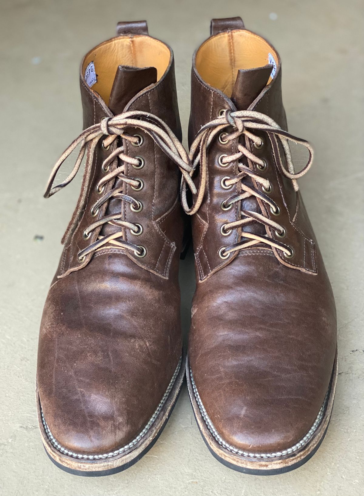 Photo by nathanjcreel on April 1, 2023 of the Viberg Country Boot in Maryam Brown Washed Horse.