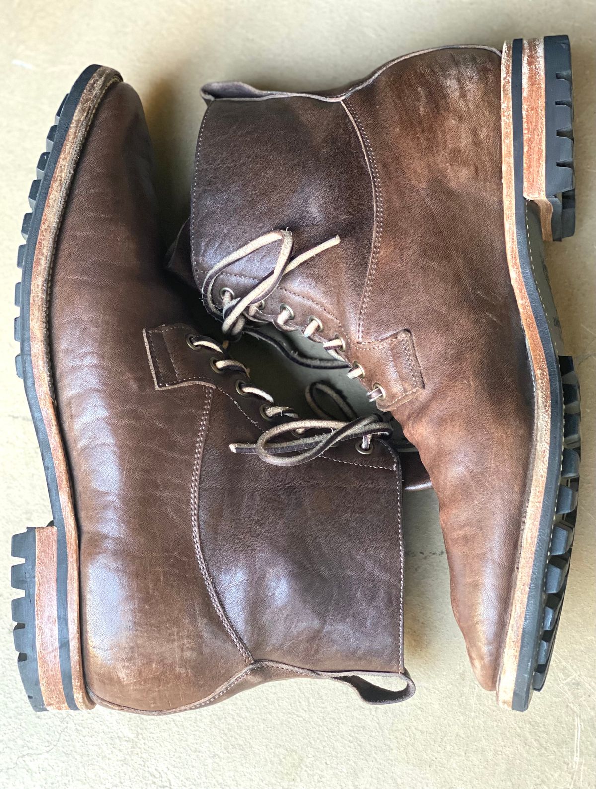 Photo by nathanjcreel on April 1, 2023 of the Viberg Country Boot in Maryam Brown Washed Horse.