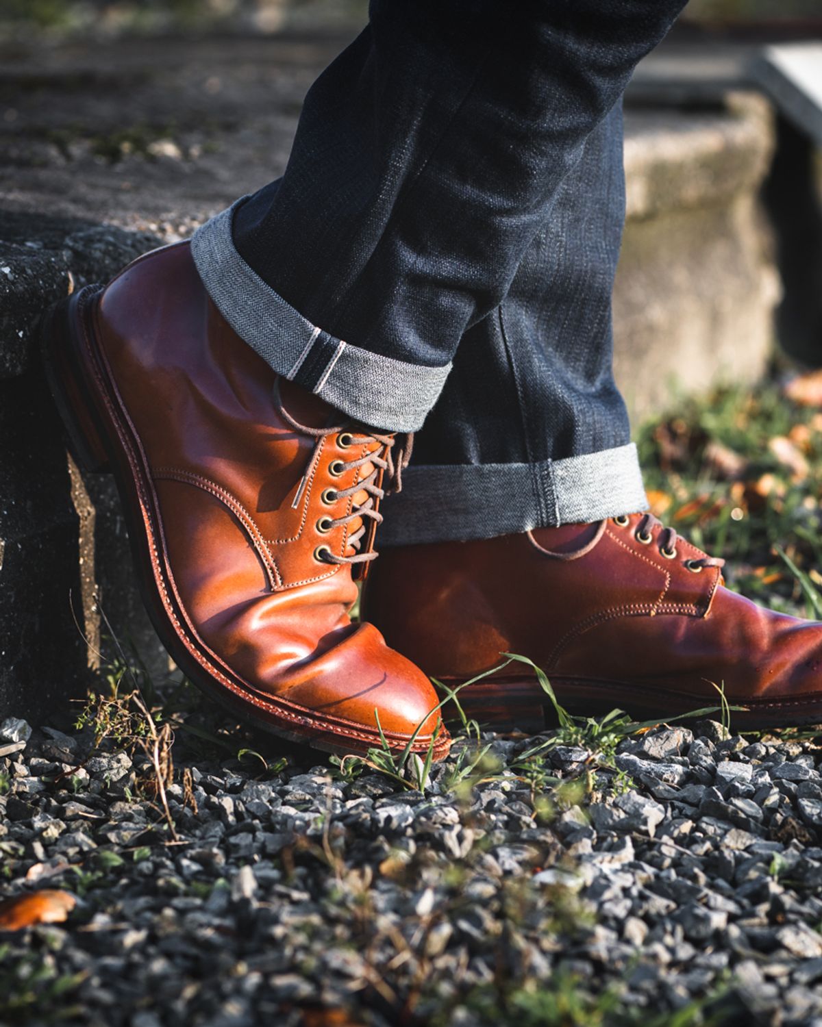 Photo by heritage_by_niels on December 1, 2022 of the Grant Stone Edward Boot in Horween Honey Glazed Shell Cordovan.