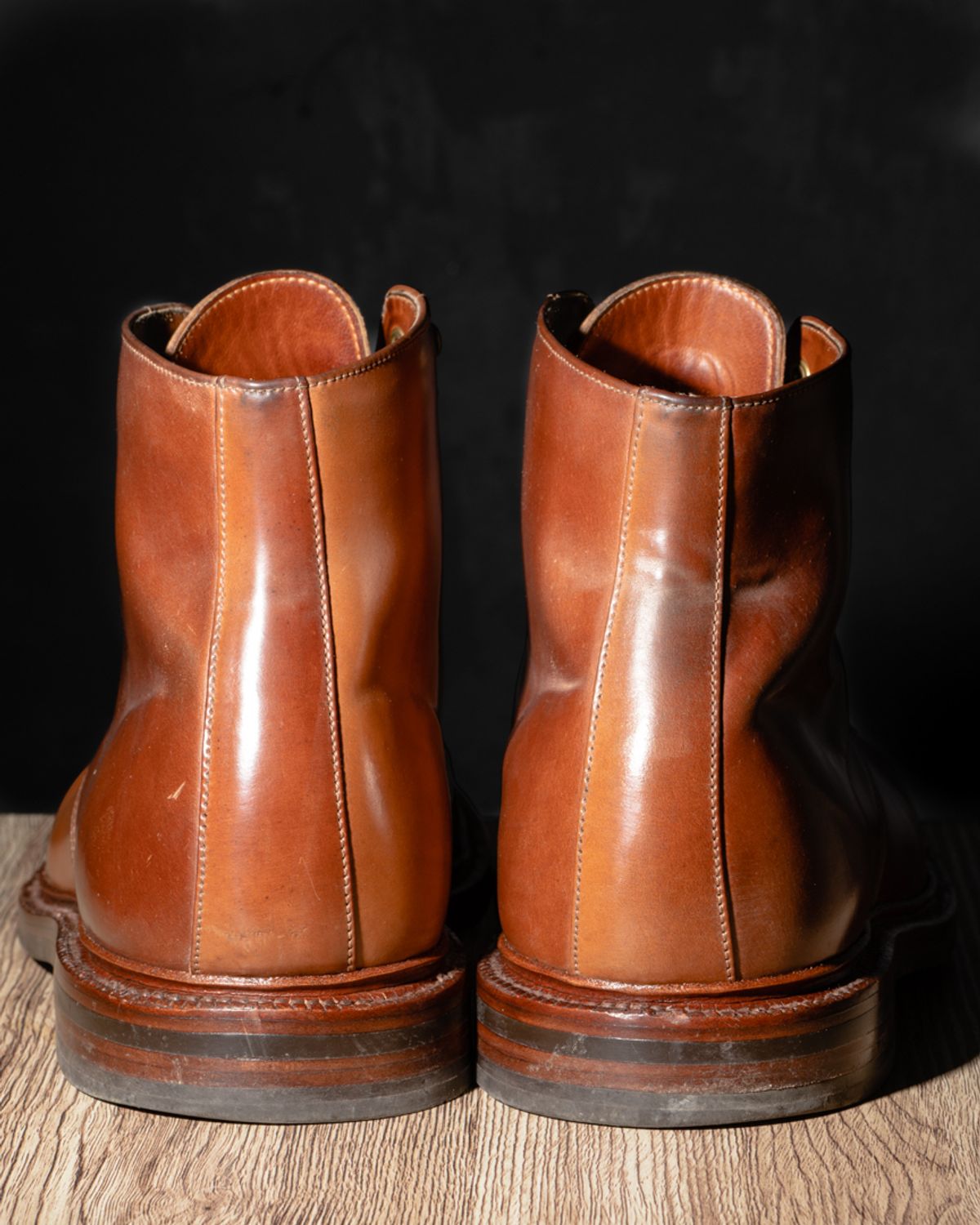 Photo by heritage_by_niels on February 1, 2023 of the Grant Stone Edward Boot in Horween Honey Glazed Shell Cordovan.