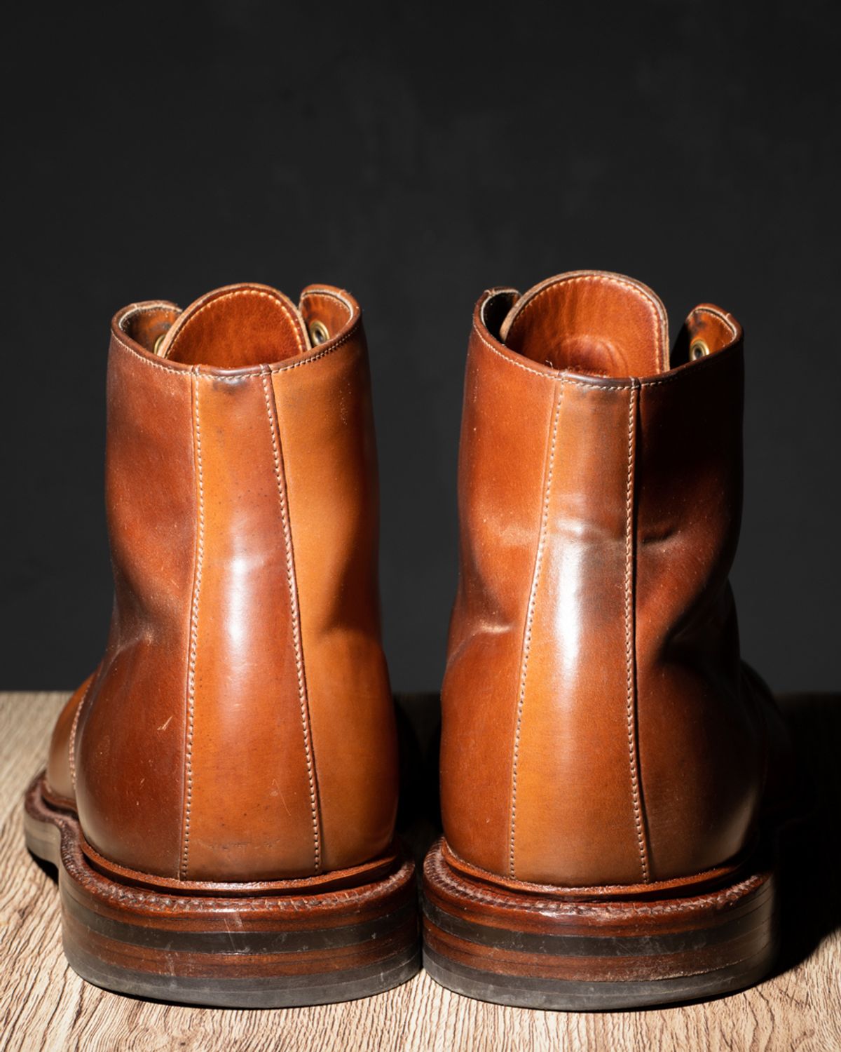 Photo by heritage_by_niels on March 1, 2023 of the Grant Stone Edward Boot in Horween Honey Glazed Shell Cordovan.