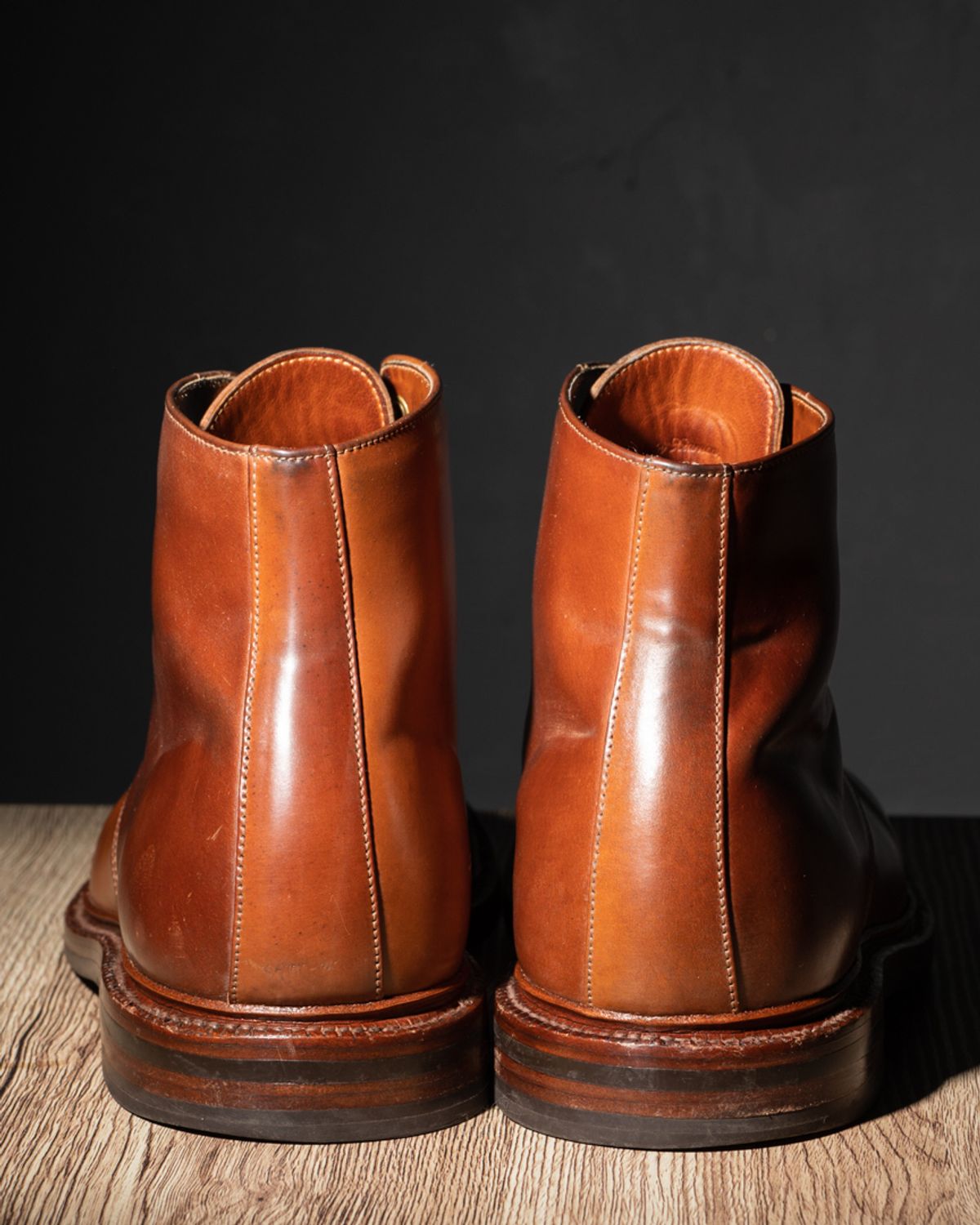 Photo by heritage_by_niels on April 1, 2023 of the Grant Stone Edward Boot in Horween Honey Glazed Shell Cordovan.