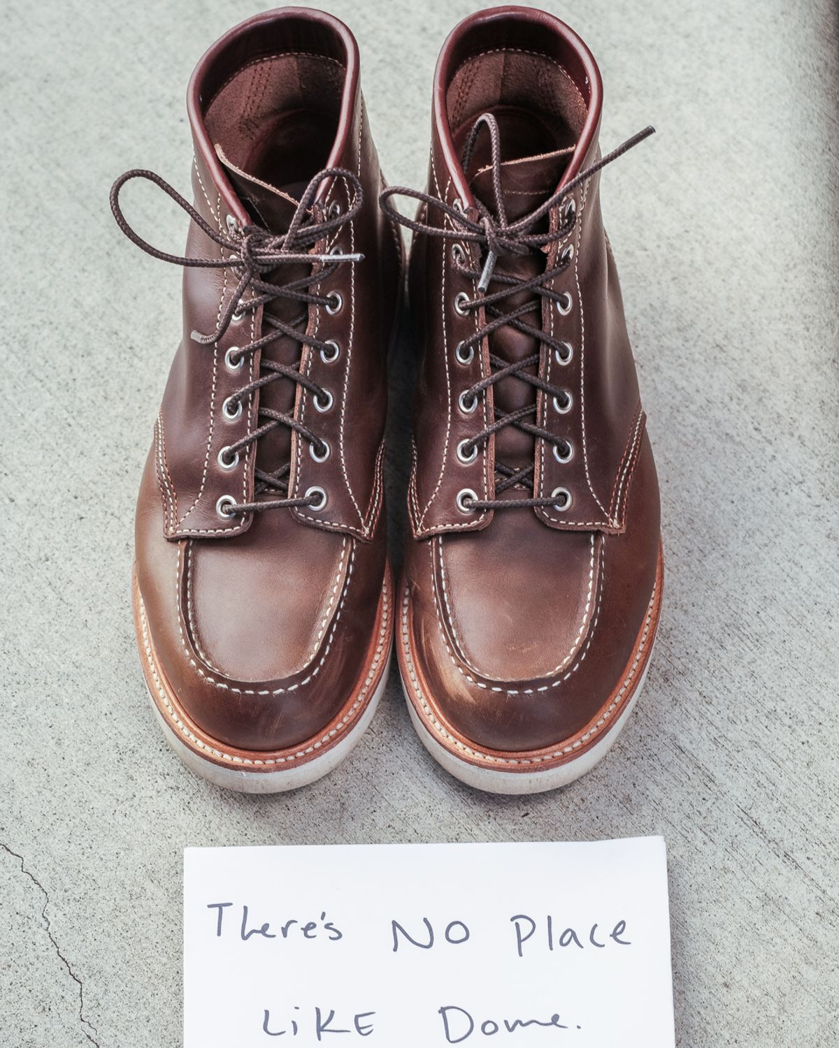Photo by denimhound on November 5, 2022 of the John Lofgren Moc Toe Boots in Horween Olive Chromexcel.