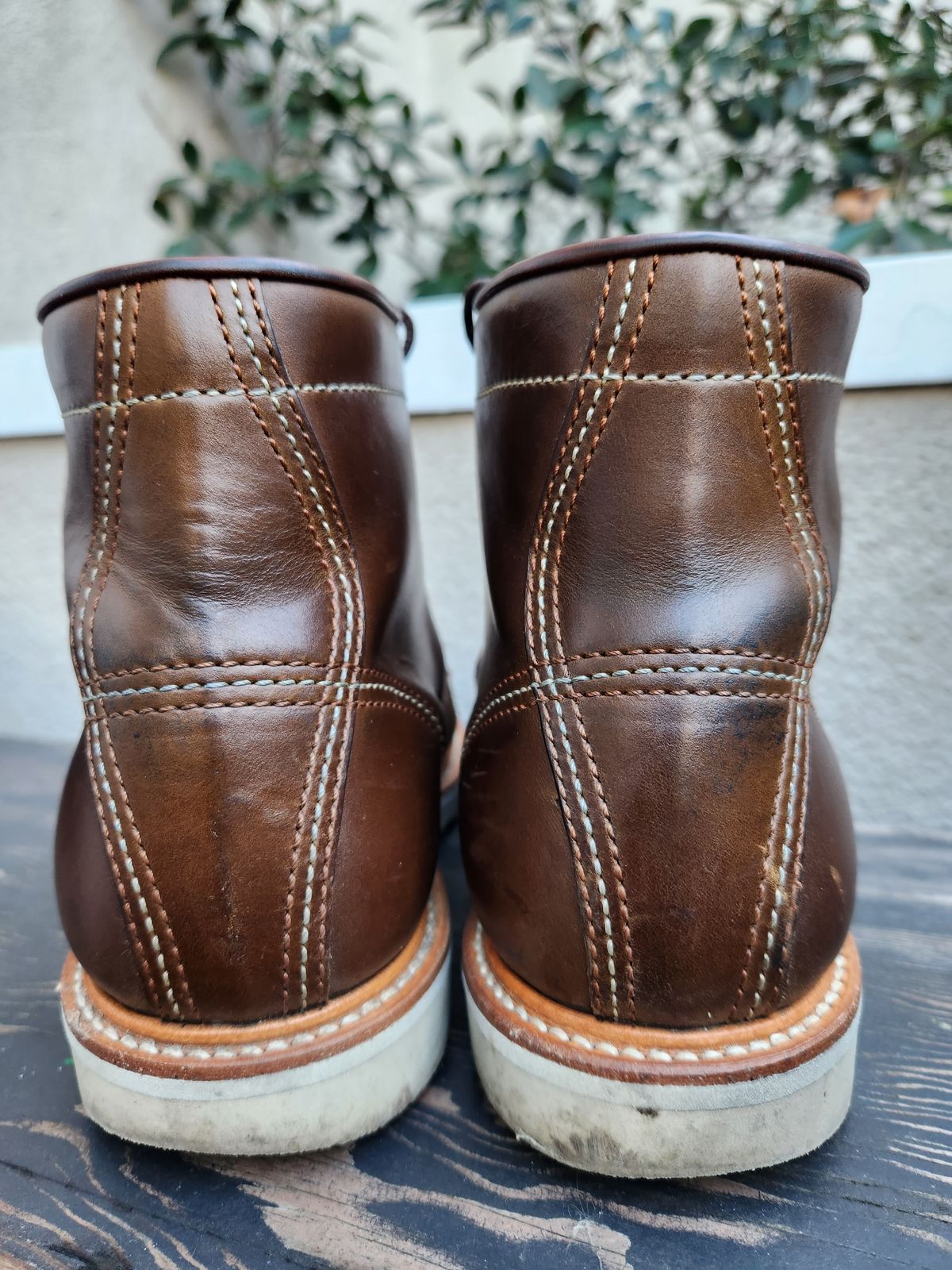 Photo by denimhound on January 5, 2023 of the John Lofgren Moc Toe Boots in Horween Olive Chromexcel.