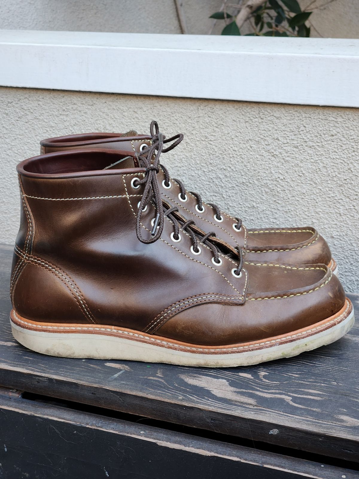 Photo by denimhound on March 4, 2023 of the John Lofgren Moc Toe Boots in Horween Olive Chromexcel.