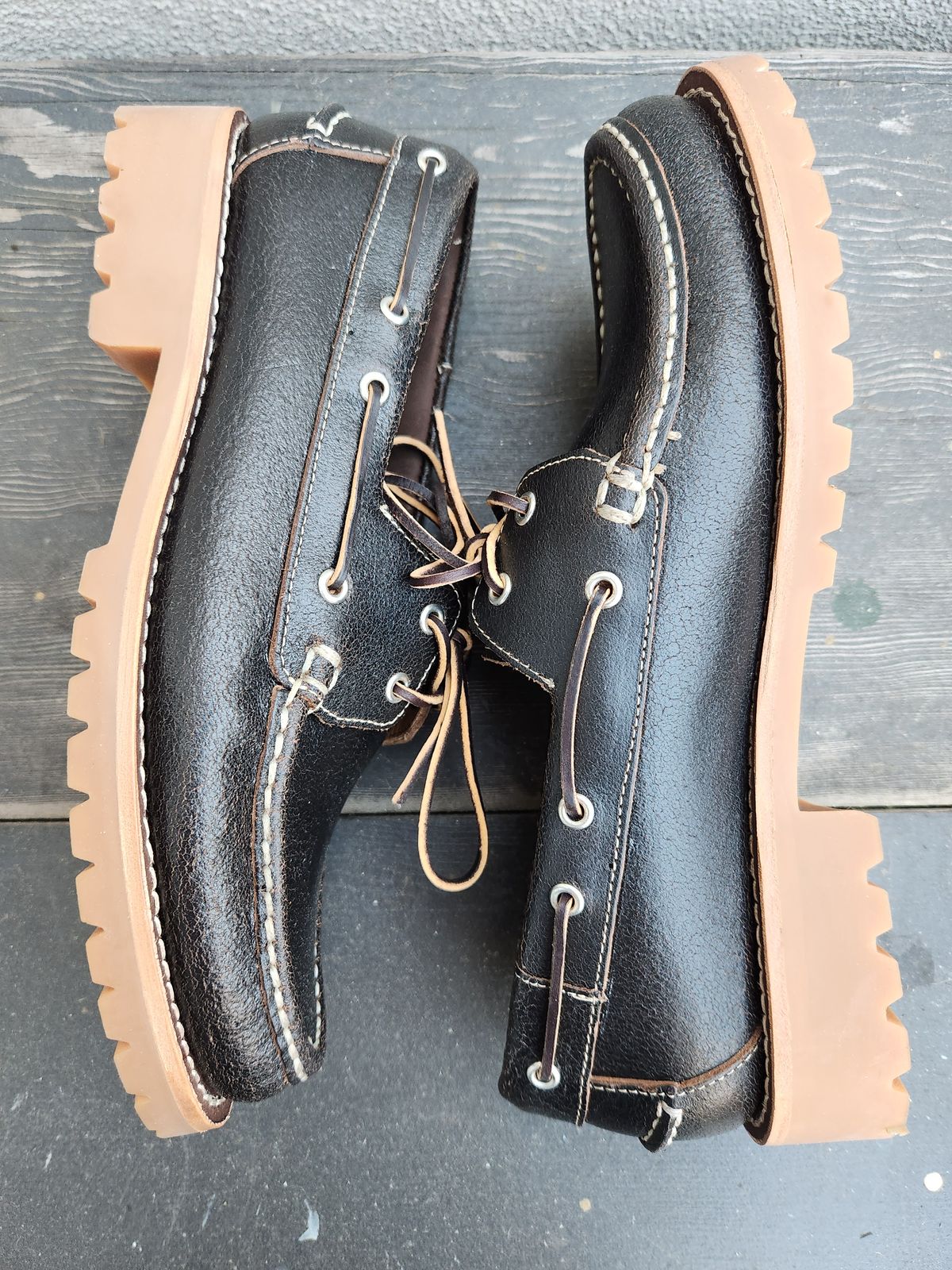 Photo by denimhound on November 4, 2023 of the Thursday Handsewn Loafer in Horween Waxed Cacao.