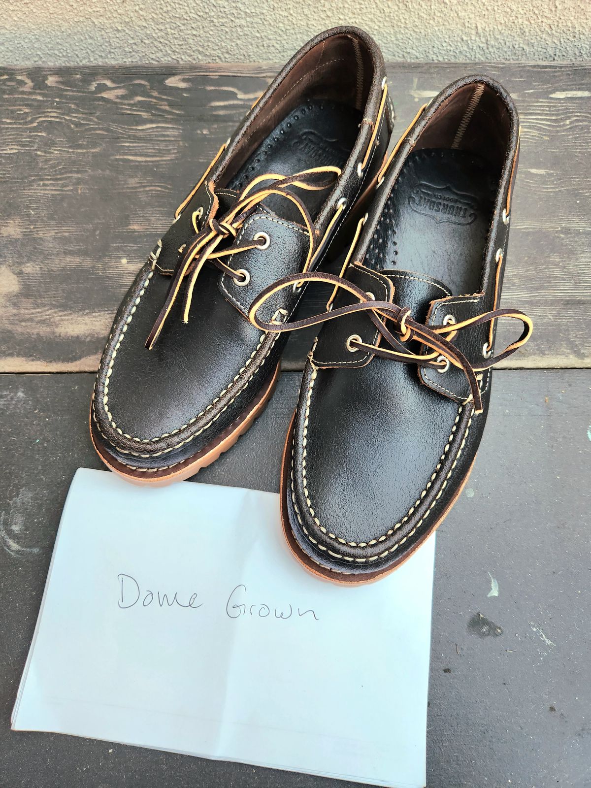 Photo by denimhound on November 4, 2023 of the Thursday Handsewn Loafer in Horween Waxed Cacao.
