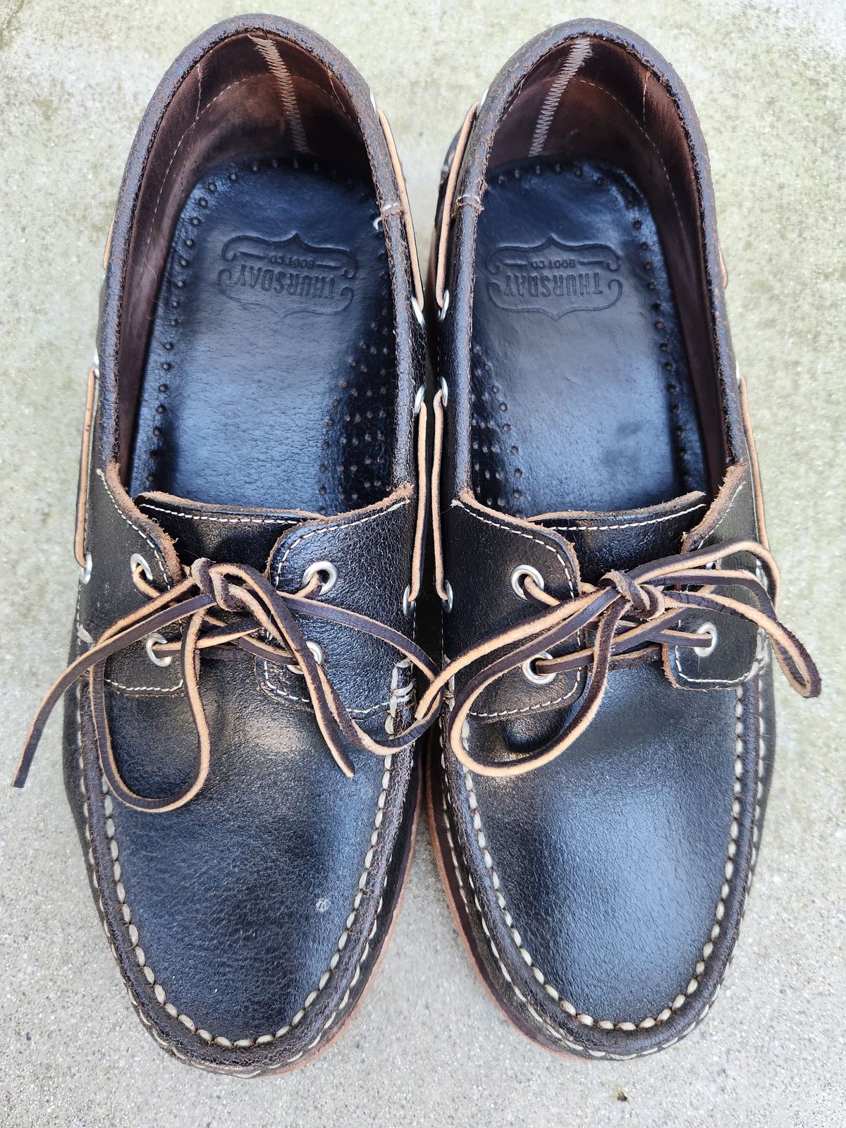 Photo by denimhound on January 6, 2024 of the Thursday Handsewn Loafer in Horween Waxed Cacao.