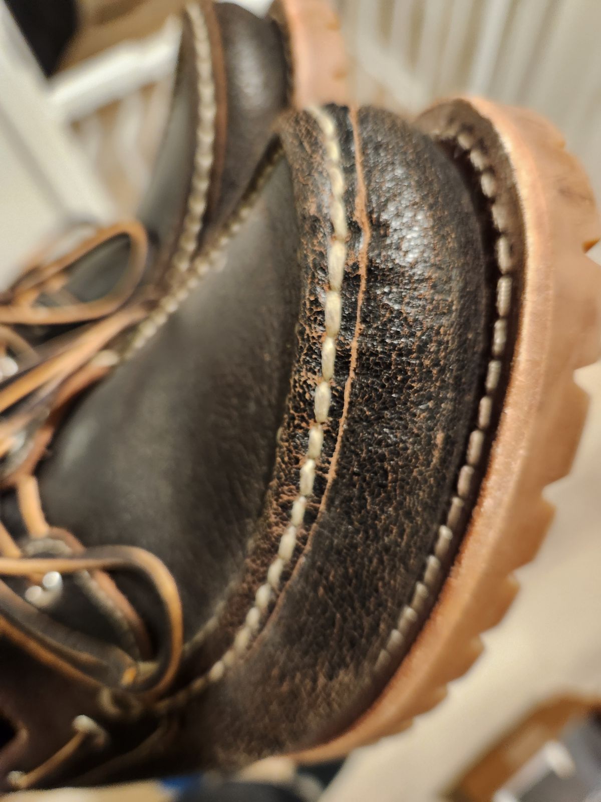 Photo by denimhound on February 6, 2024 of the Thursday Handsewn Loafer in Horween Waxed Cacao.