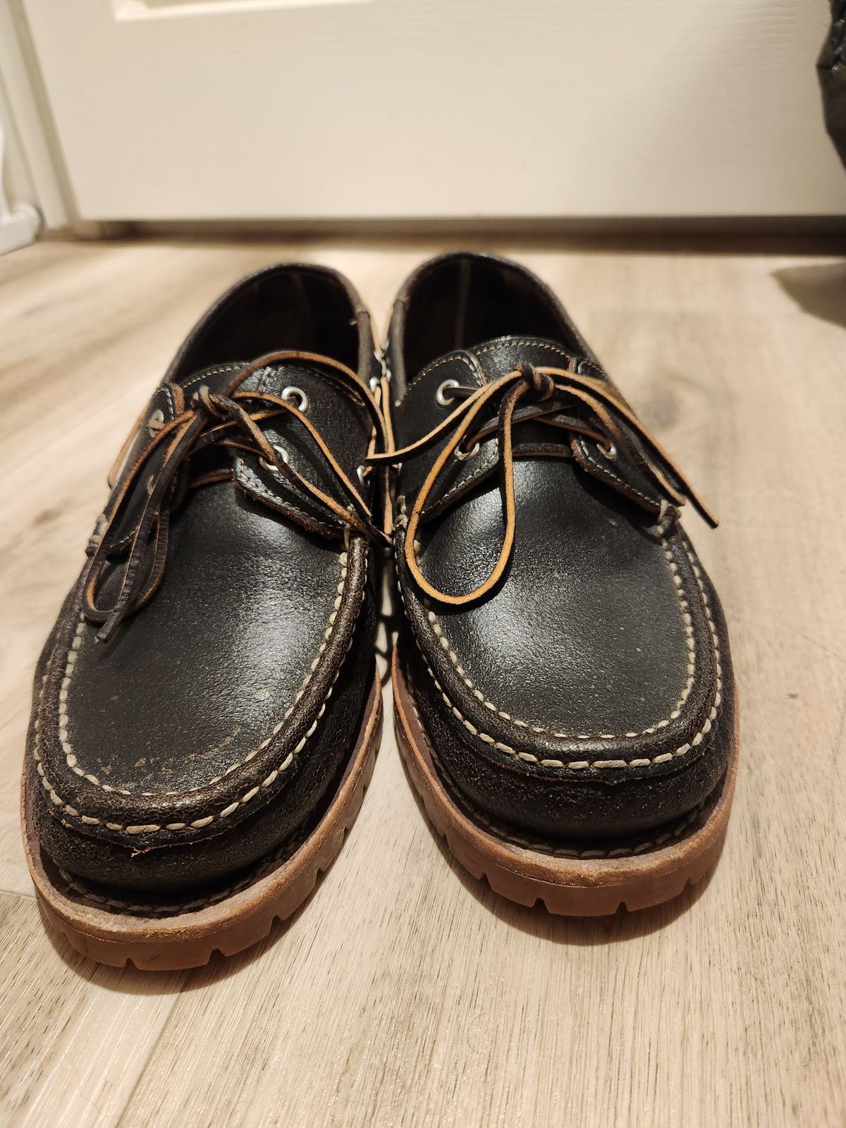 Photo by denimhound on February 6, 2024 of the Thursday Handsewn Loafer in Horween Waxed Cacao.