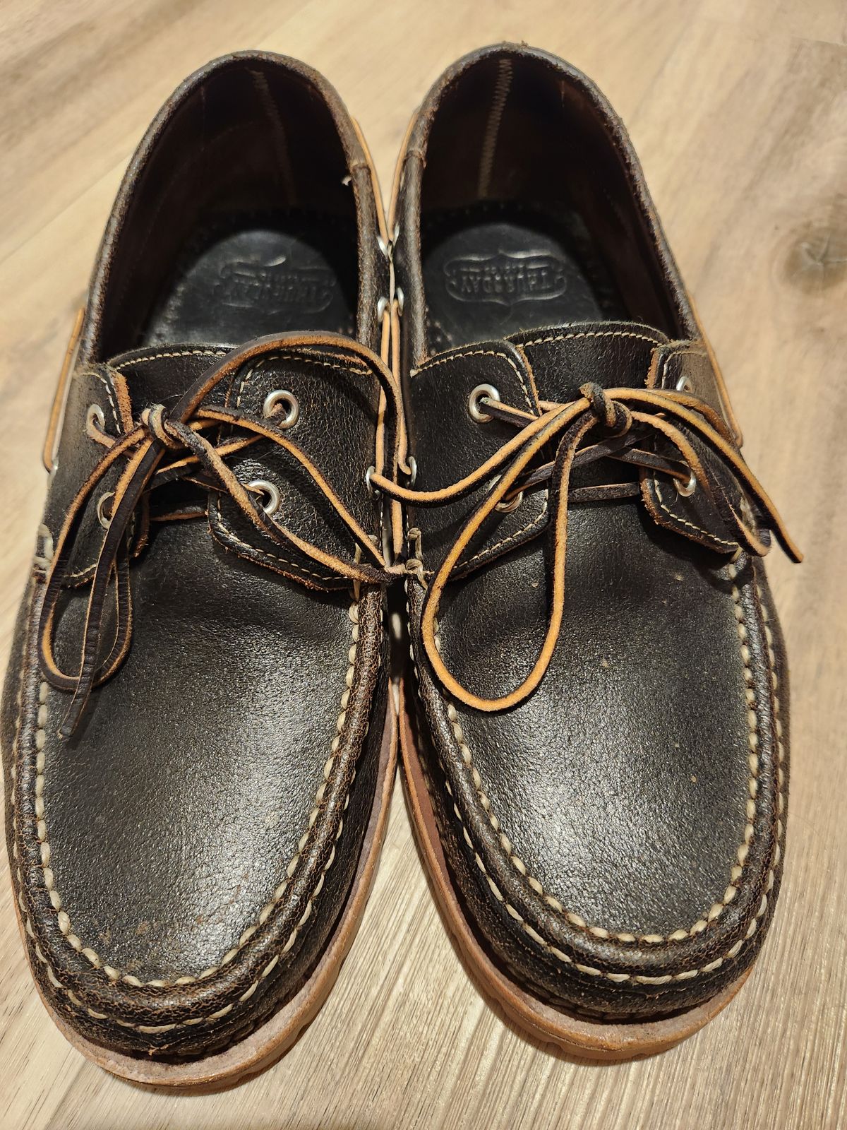 Photo by denimhound on February 6, 2024 of the Thursday Handsewn Loafer in Horween Waxed Cacao.